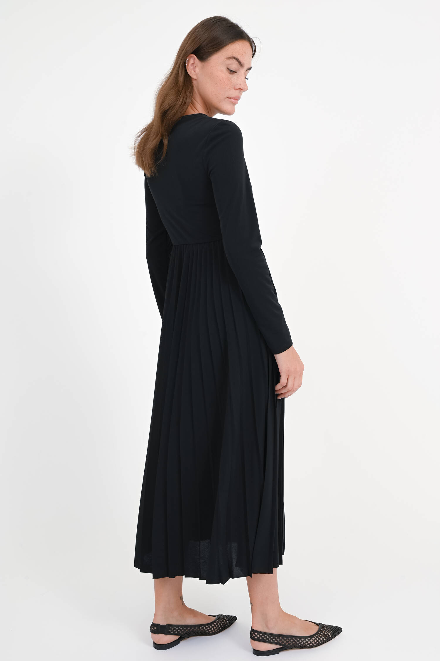 Plisseekleid EBRO mit Pullunder in Schwarz/Grau