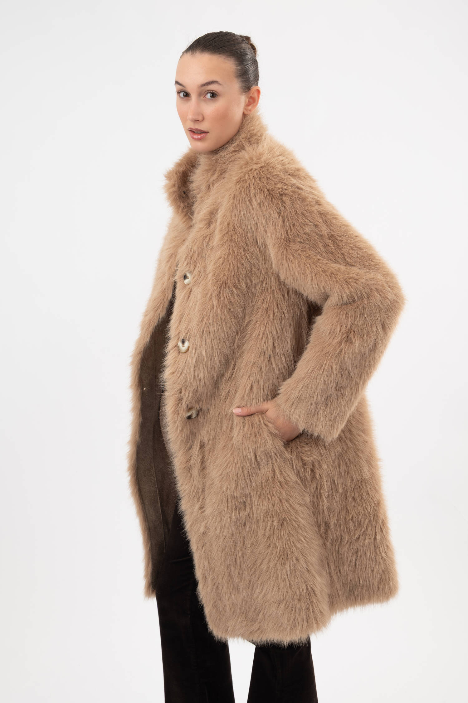 Faux-Fur-Mantel DINA TOSCANY in Camel Faux-Fur-Mantel DINA TOSCANY in Camel
