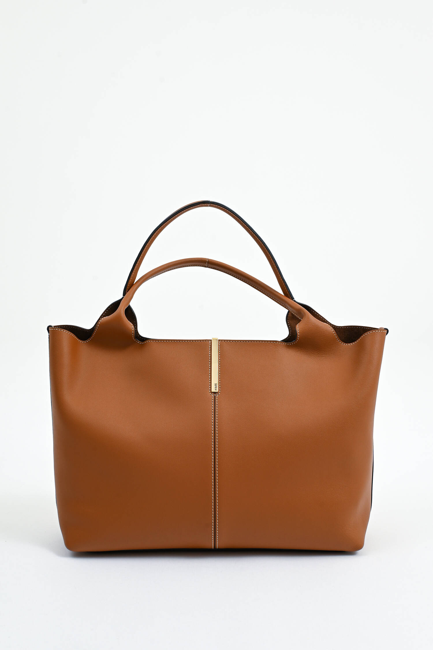Handtasche aus Glattleder in Camel