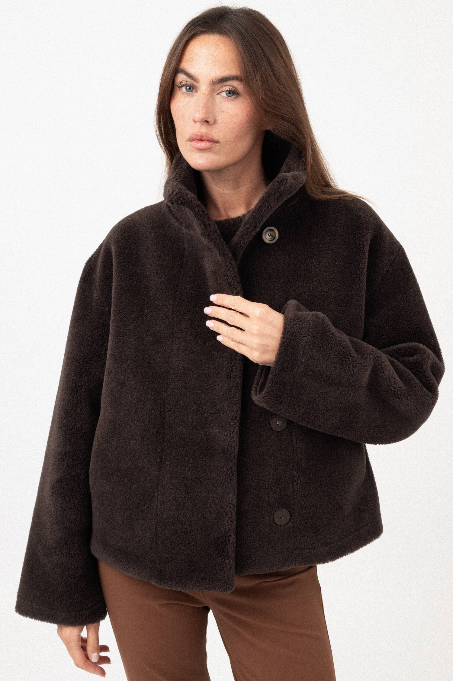 Woll-Mix-Jacke Dunkelbraun