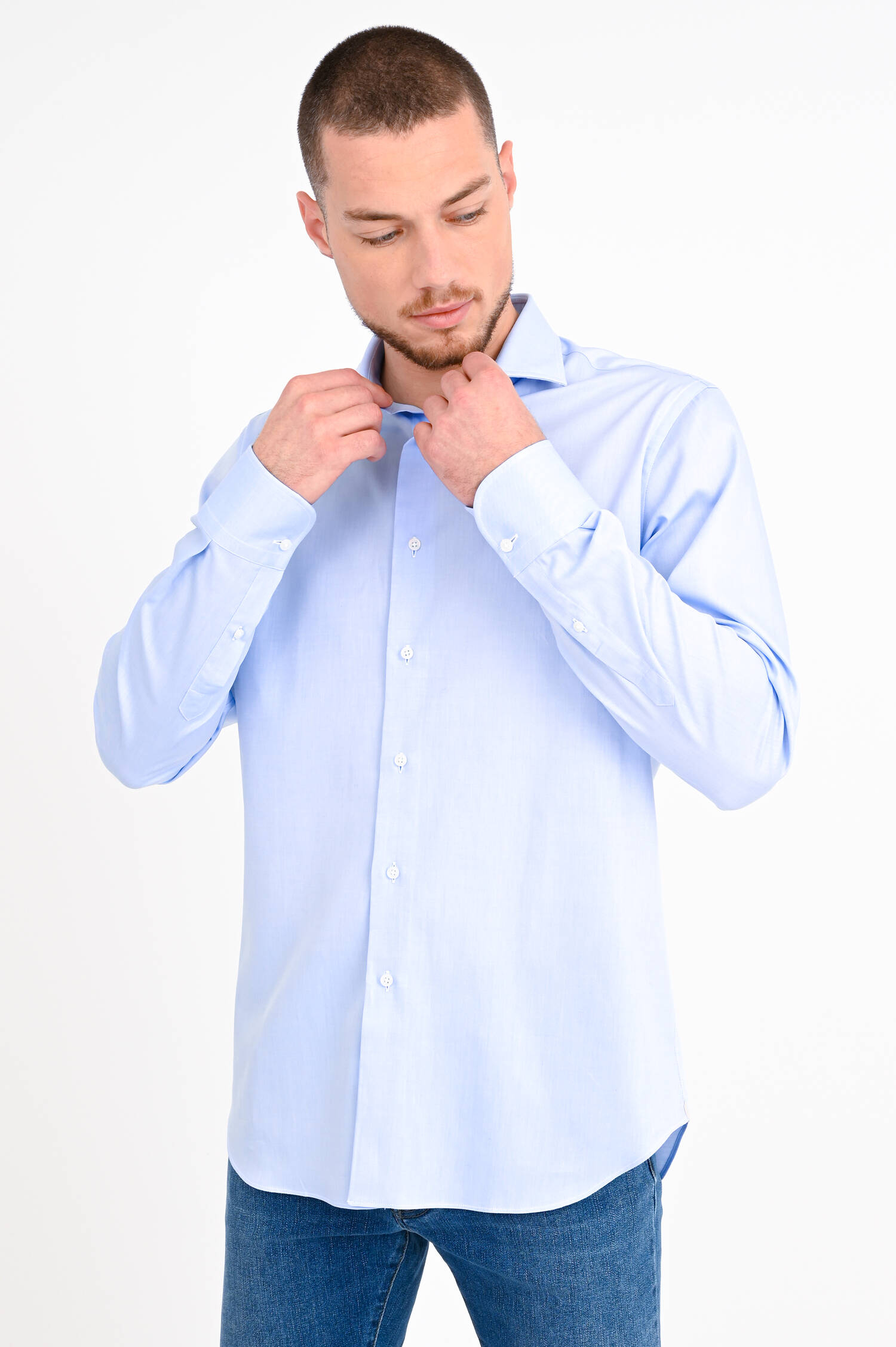 Twill-Hemd in Himmelblau