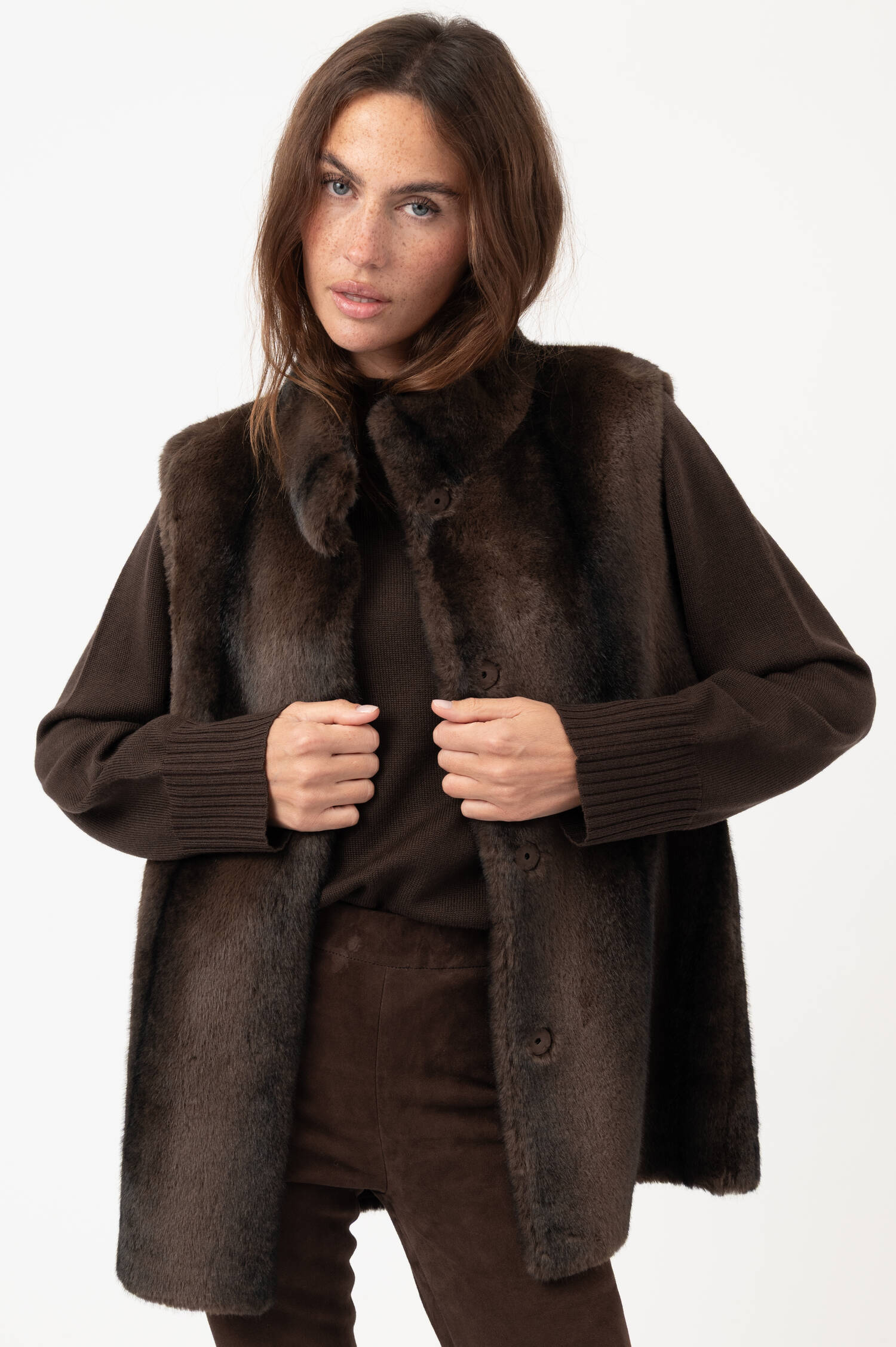 Faux-Fur-Gilet FIFI in Braun Faux-Fur-Gilet FIFI in Braun