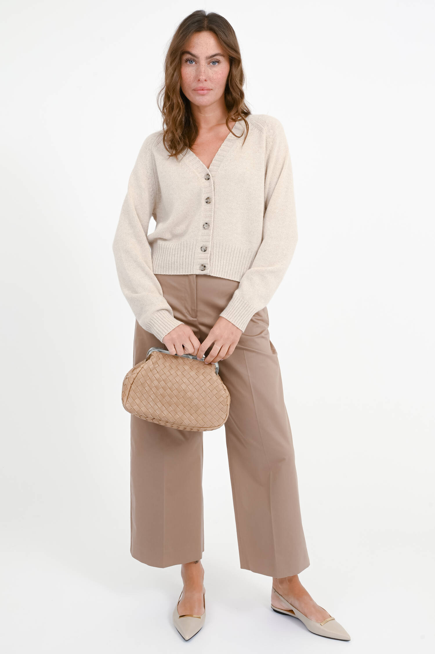 Cardigan aus Cashmere in Hellbeige