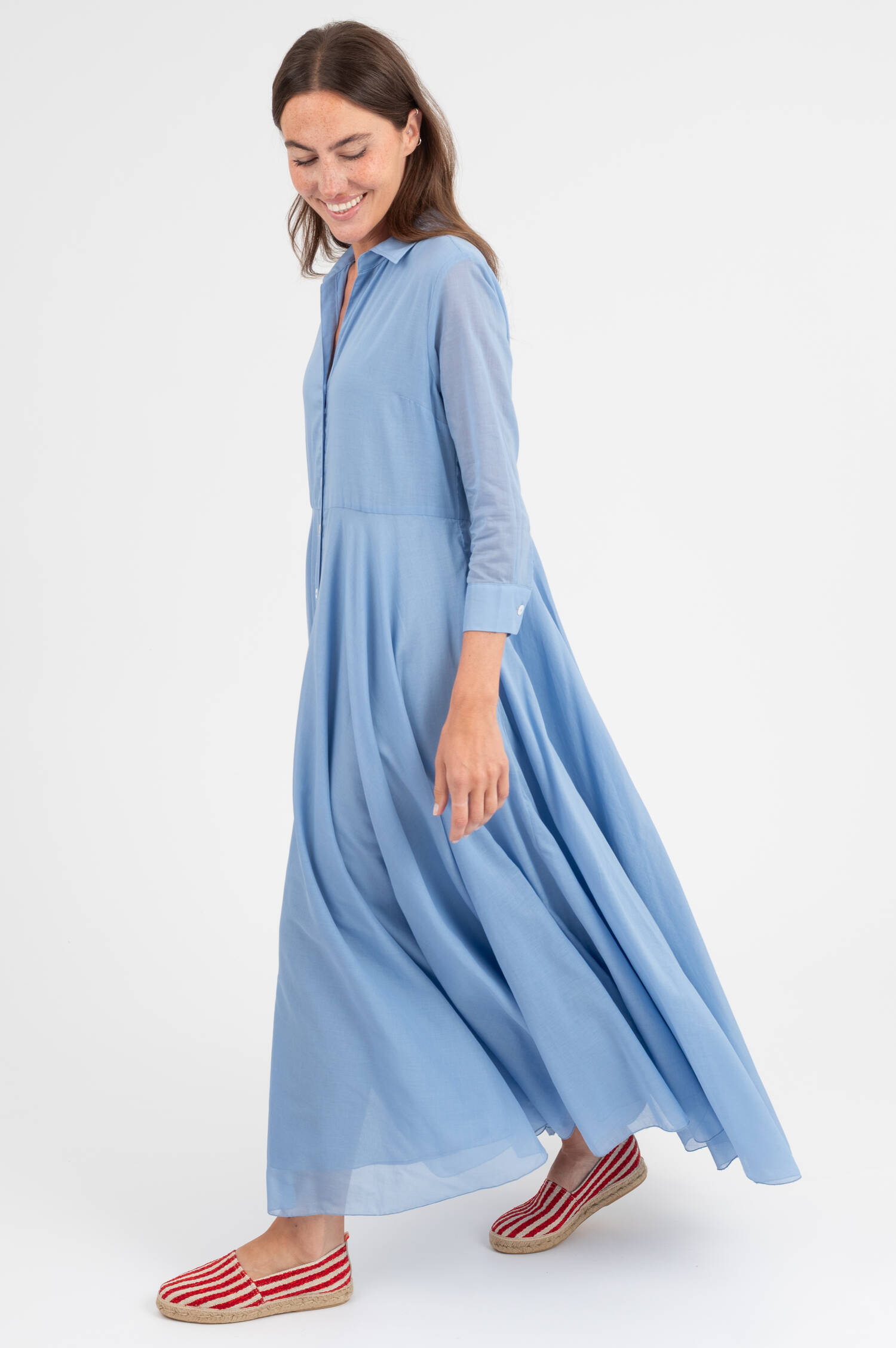 Baumwolle Kleid in Hellblau Baumwolle Kleid in Hellblau