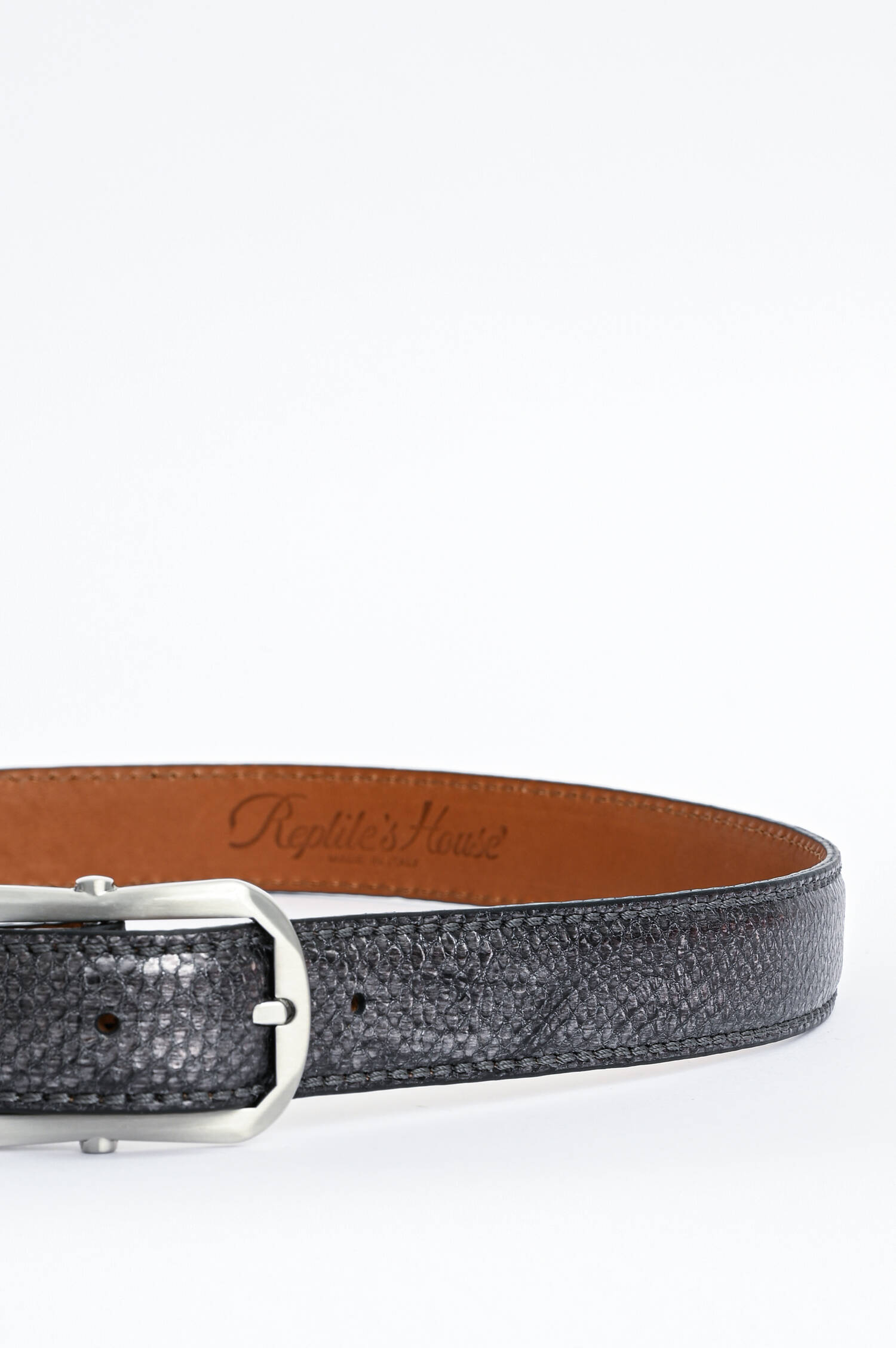 Schimmernder Ledergürtel FANNY in Silbergrau 