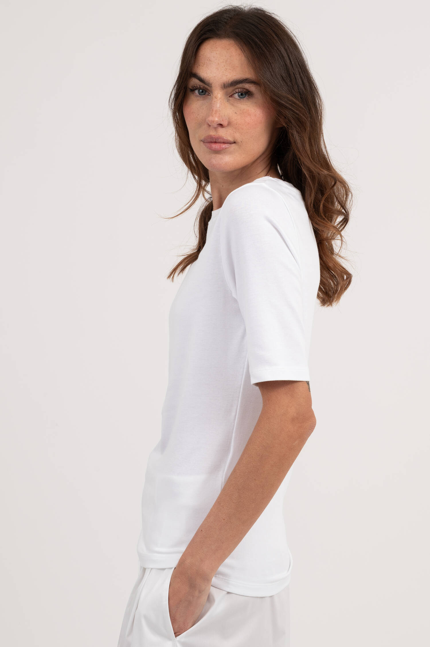 T-Shirt aus Model-Mix in Weiß