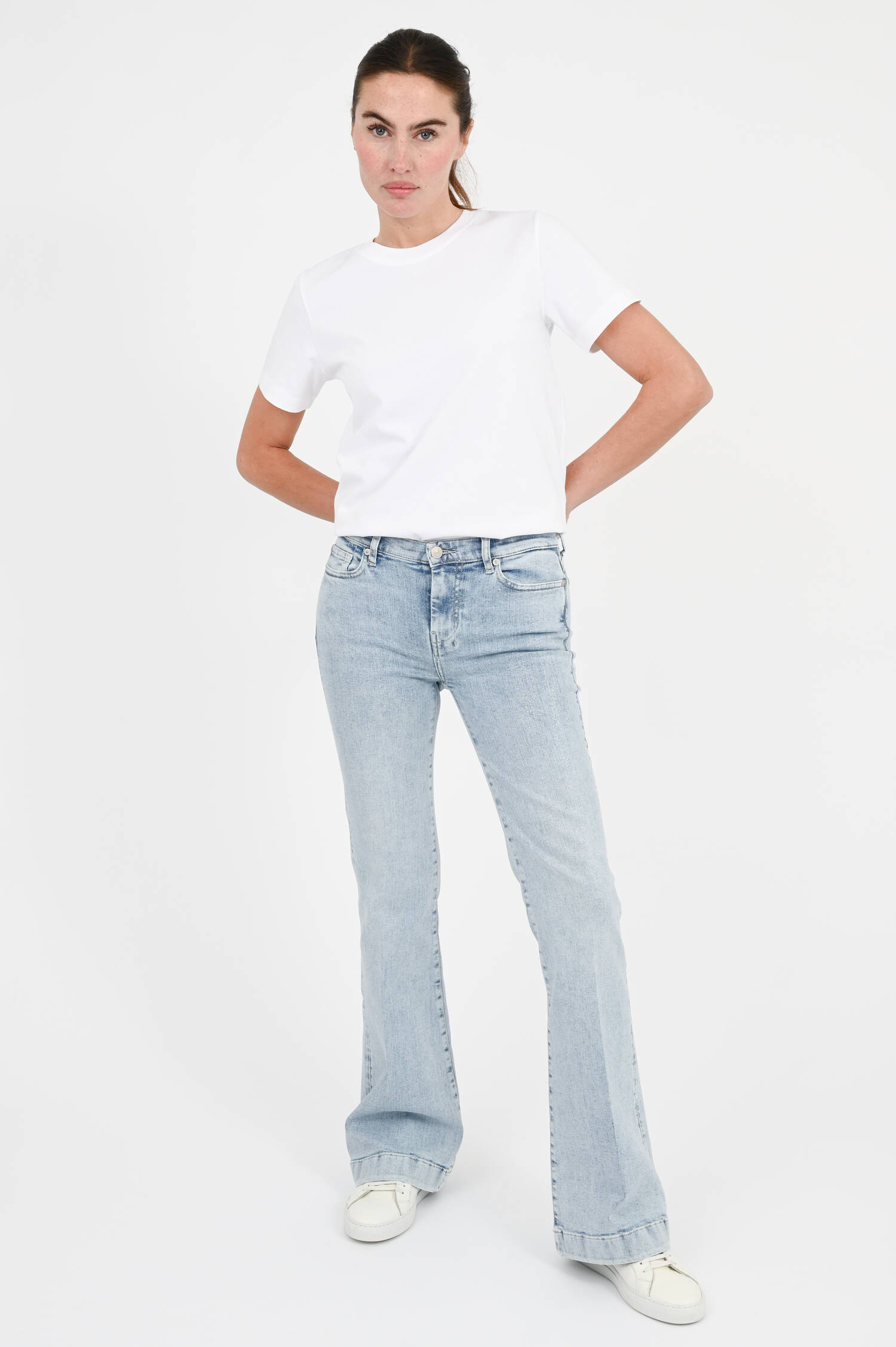 Glitzer-Coated-Jeans DOJO SPARKLING in Hellblau