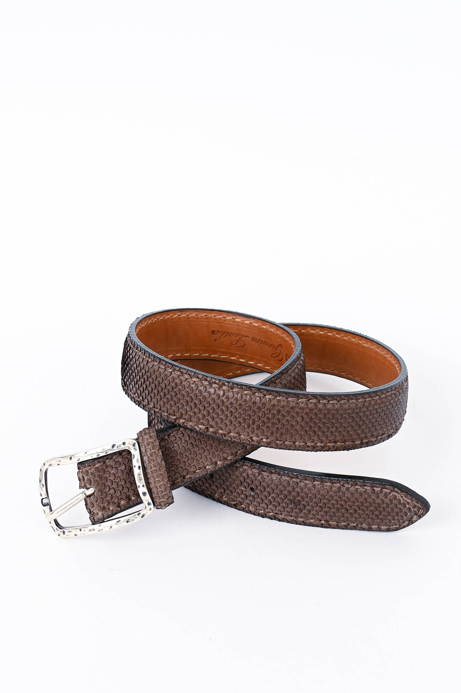 Schimmernder Ledergürtel in Kakao