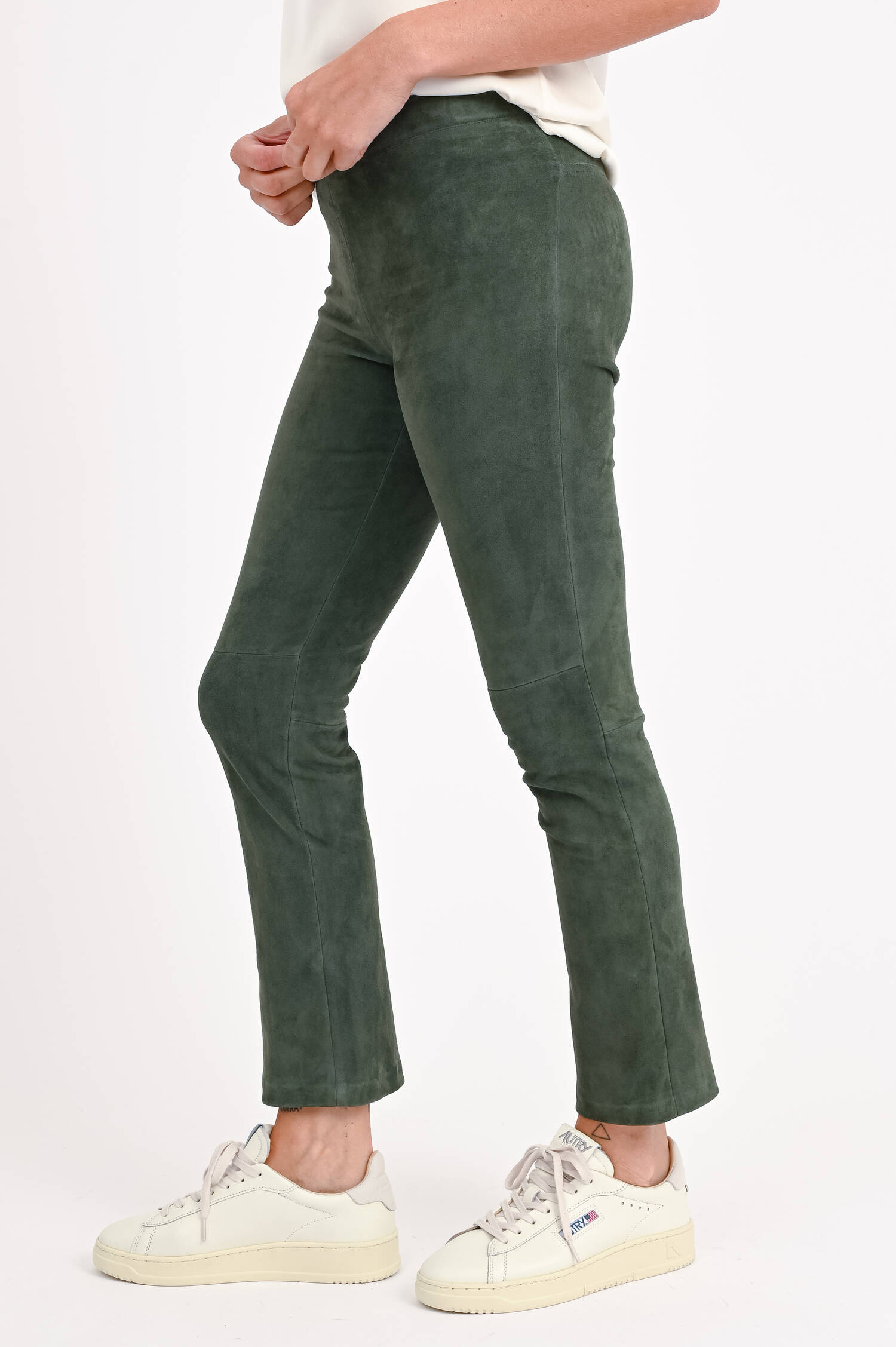 Velourslederhose JP-TWENTY in Dunkelgrün