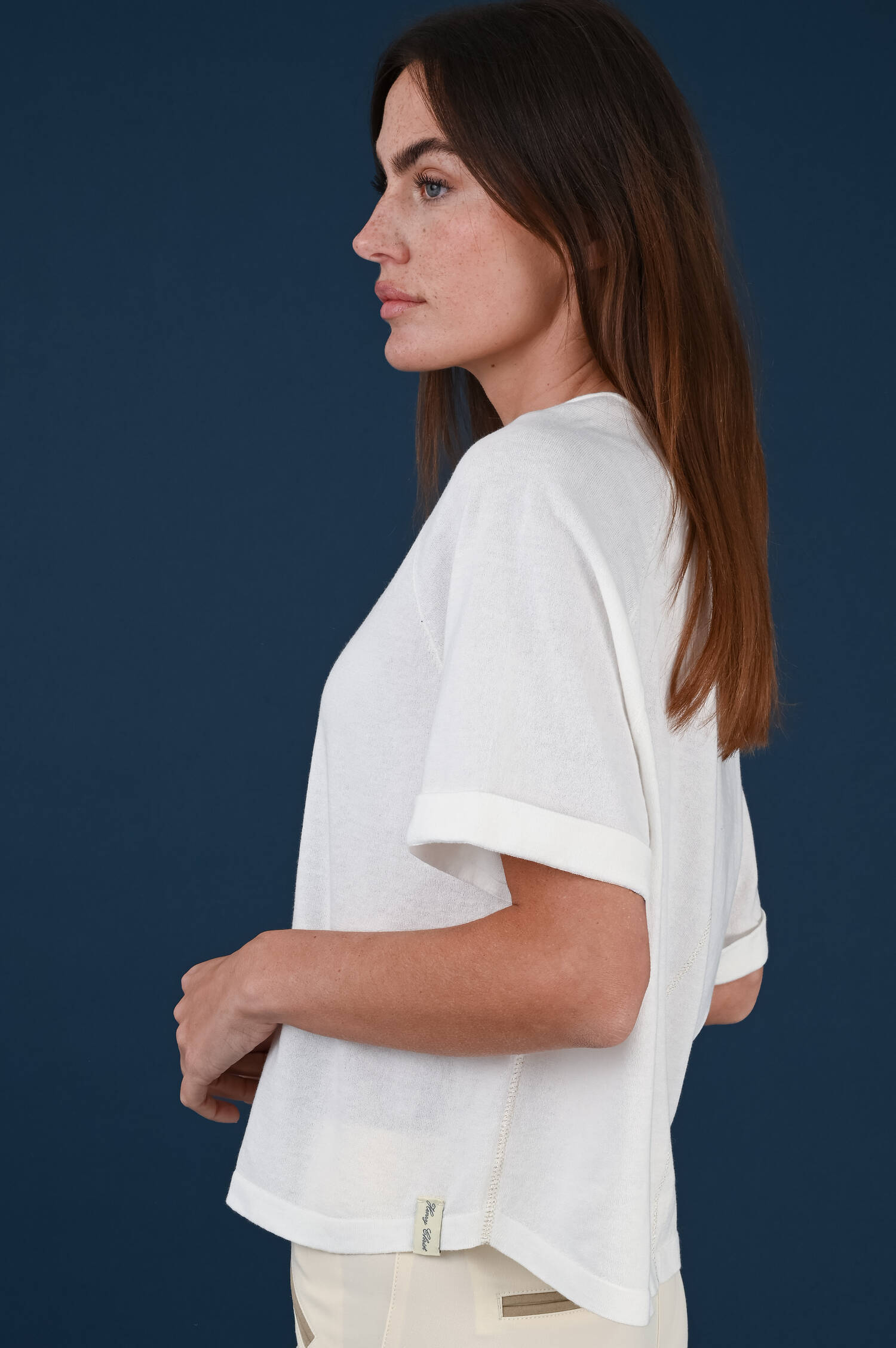 Kurzarm-Sweater in Weiß Kurzarm-Sweater in Weiß