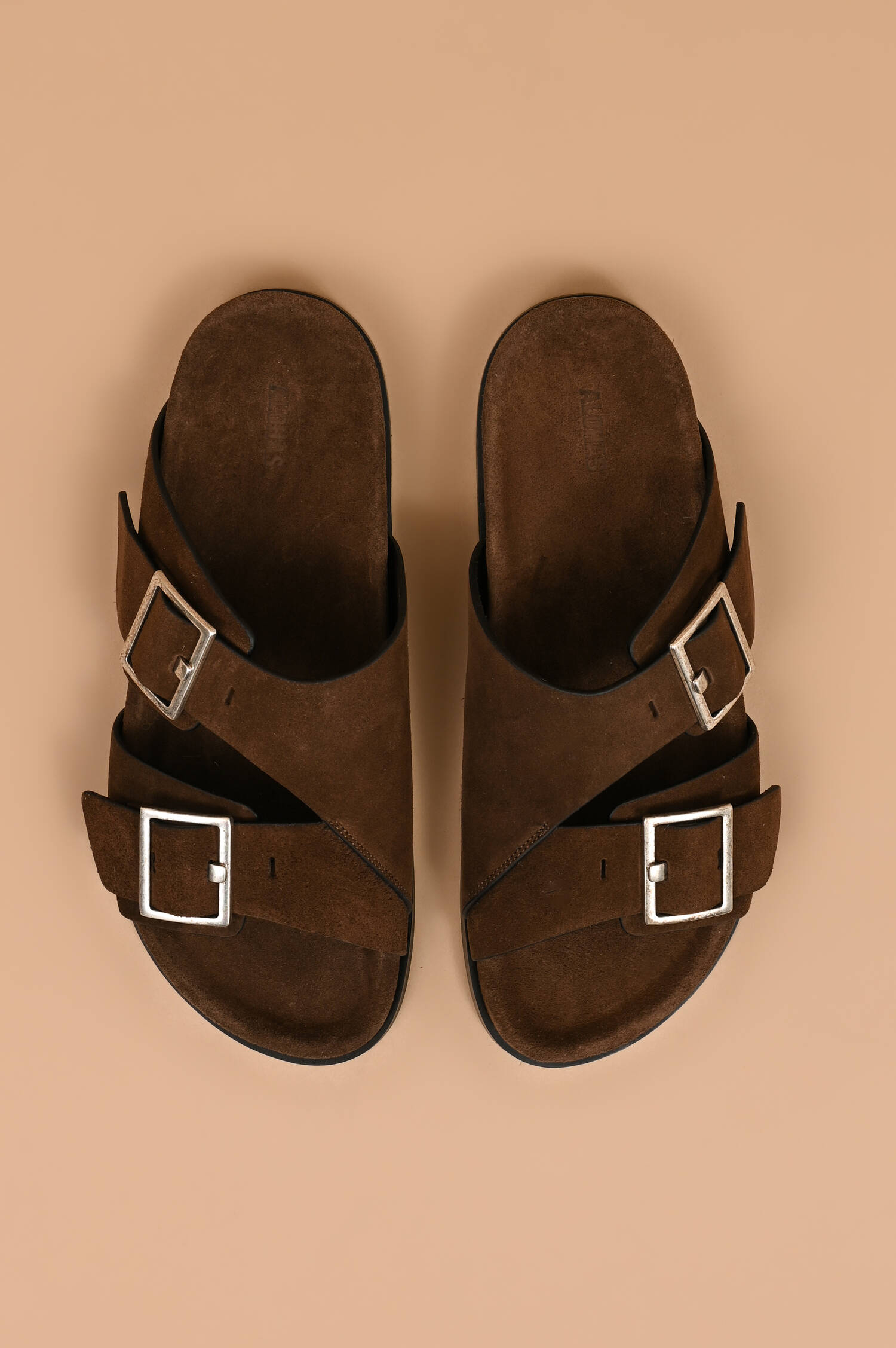 Veloursleder Sandalen in Dunkelbraun