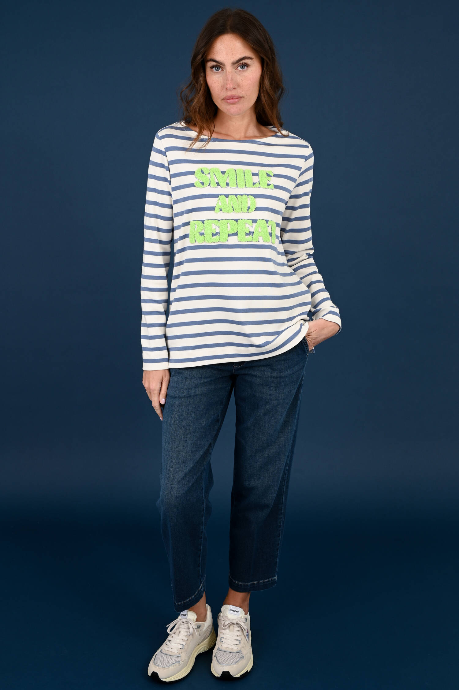 Langarm Ringel T-Shirt in Blau/Weiß Langarm Ringel T-Shirt in Blau/Weiß