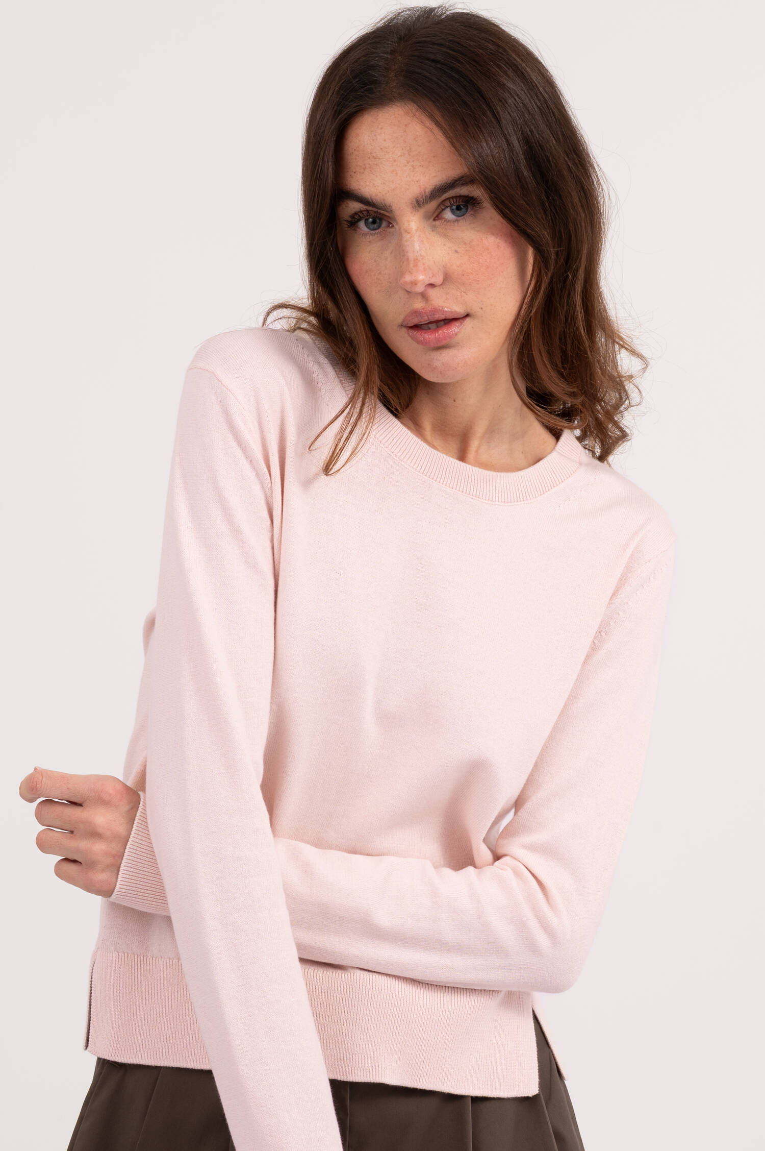 Pullover mit Breitem Rippbund in Blush Rosa