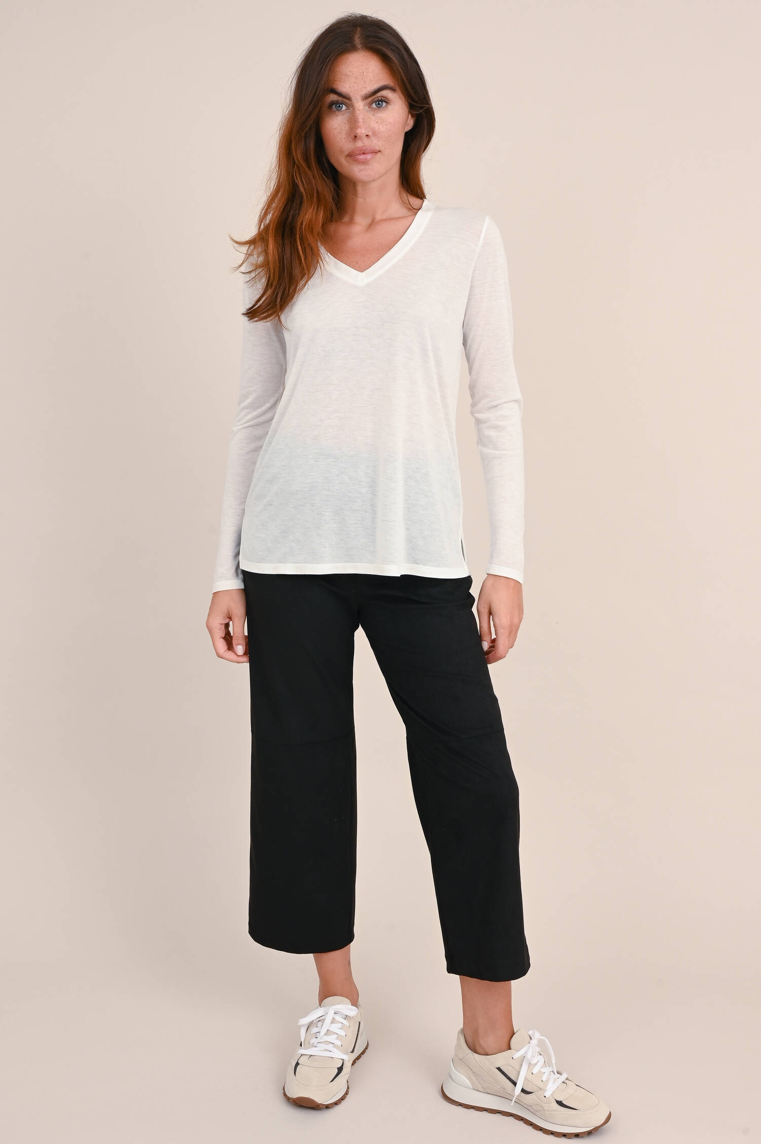 Langarm Shirt aus Milchfasern in Natur