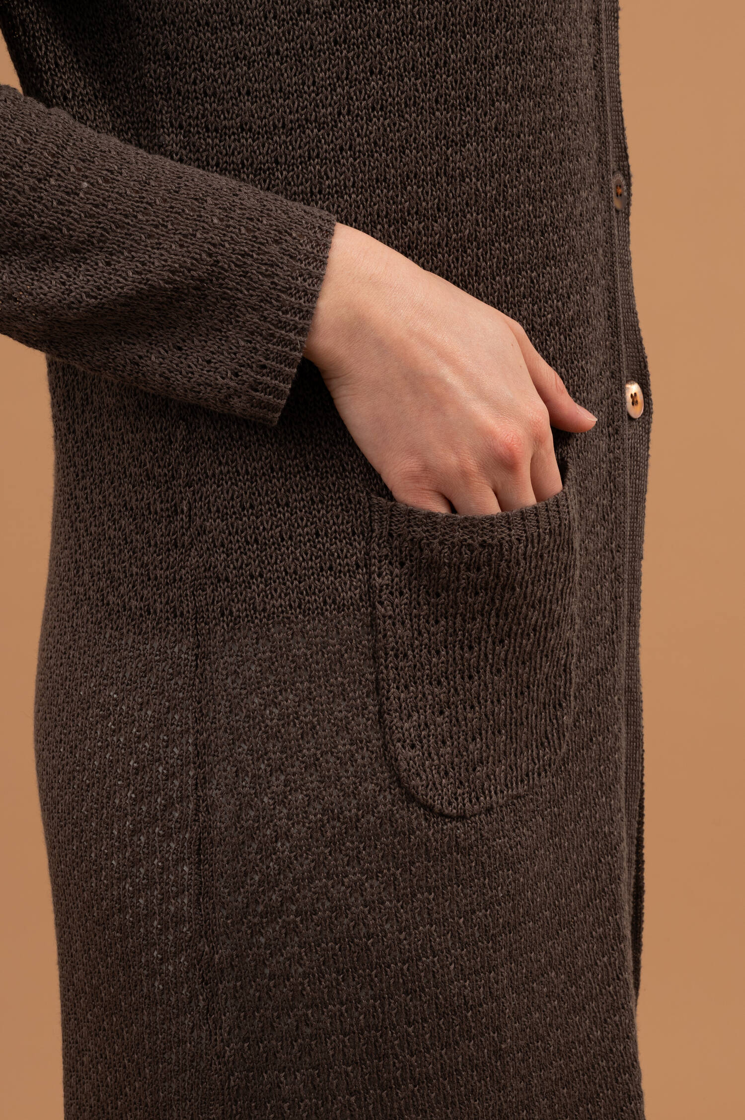 Feinstrick Leinentop in Braun
