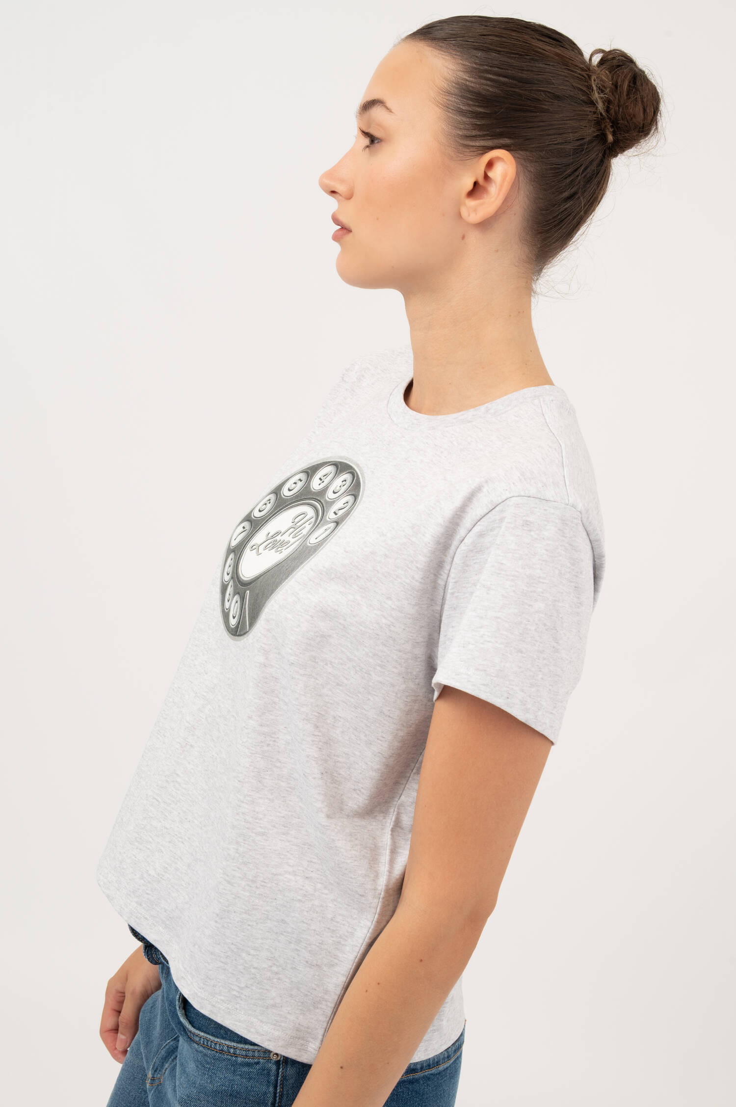 T-Shirt PHONE DIAL in Grau meliert T-Shirt PHONE DIAL in Grau meliert