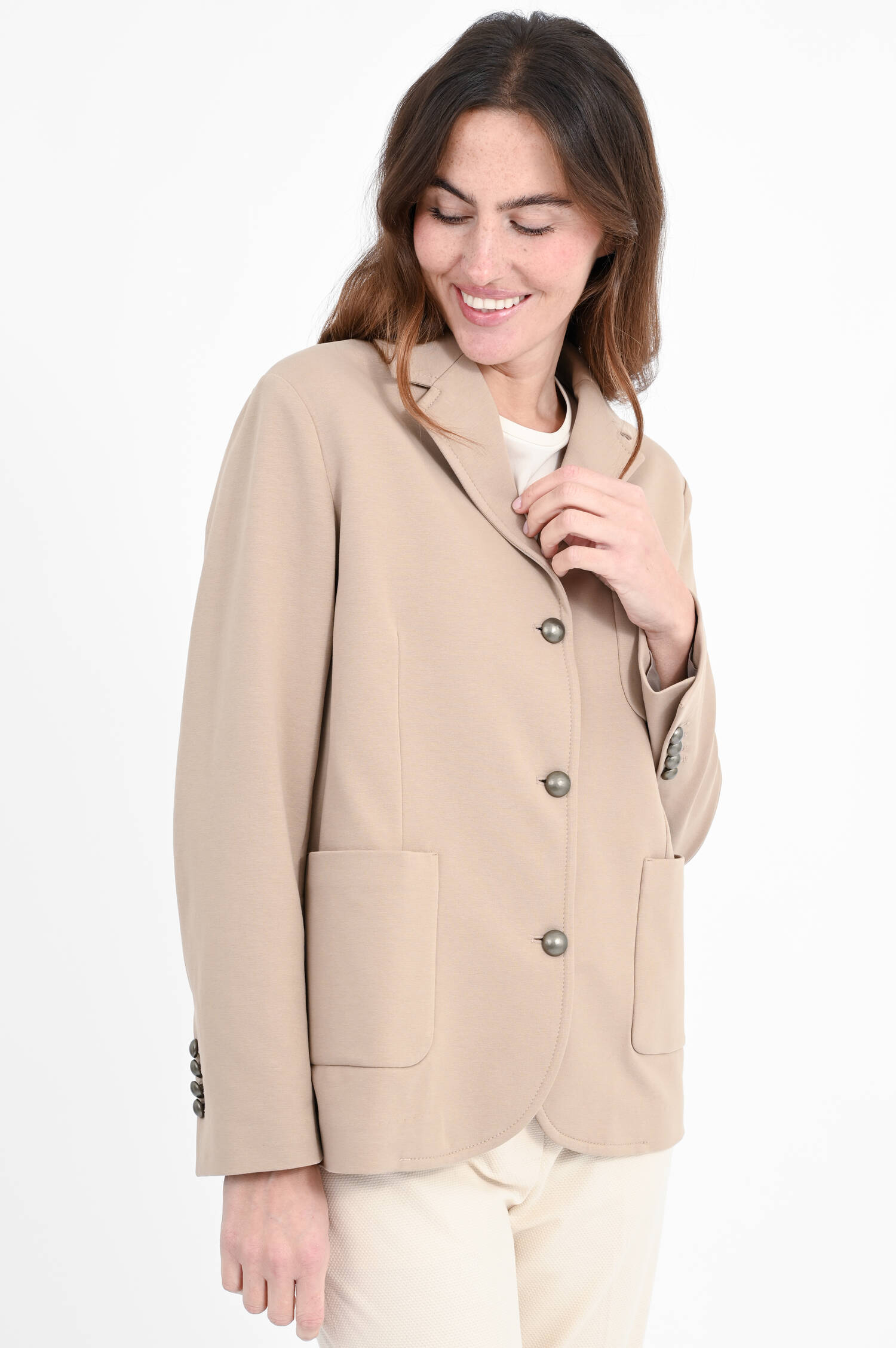 Einreihiger Jersey Blazer in Beige