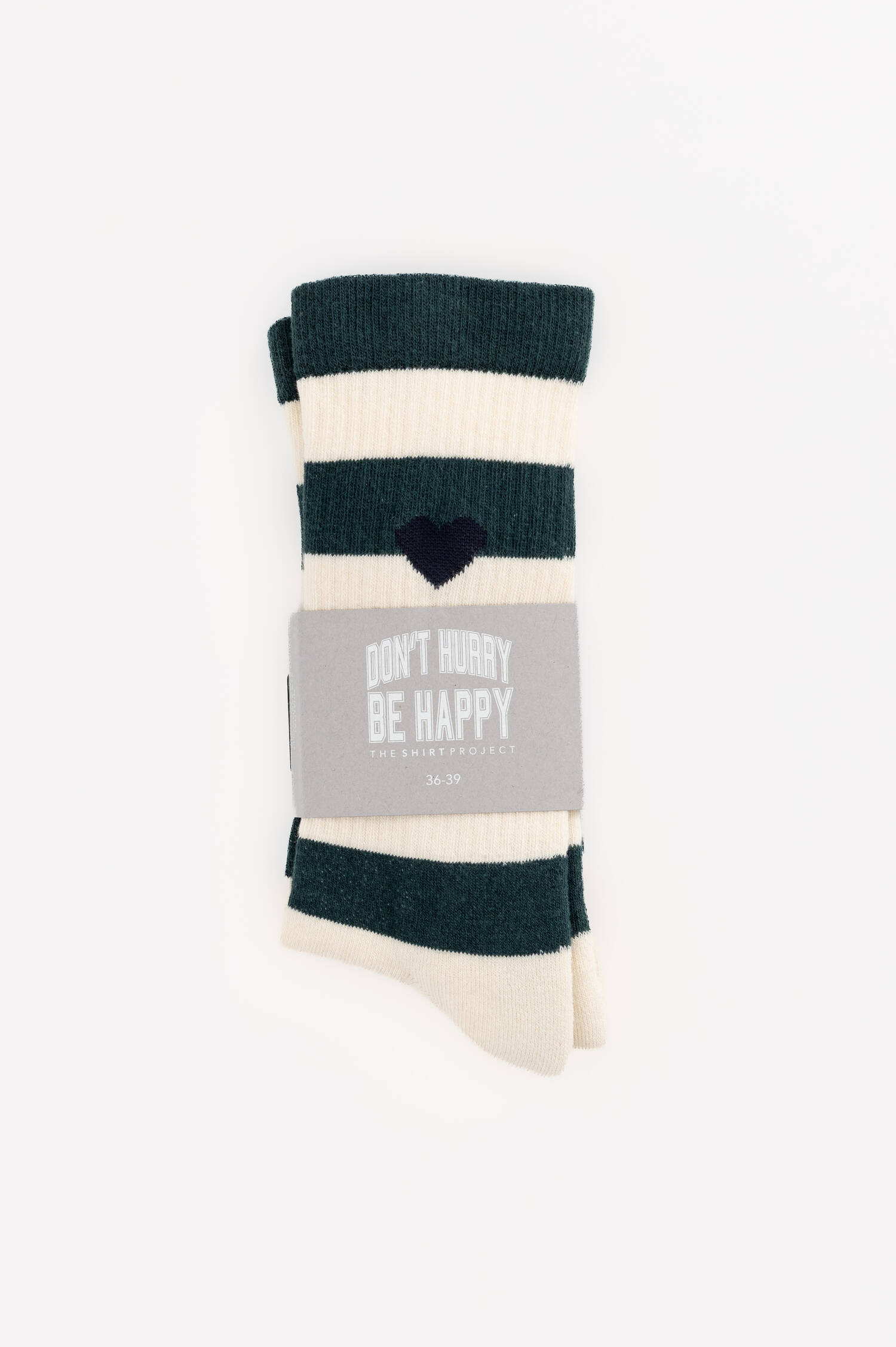 Ringelsocken mit Herz in Grün/Beige Ringelsocken mit Herz in Grün/Beige