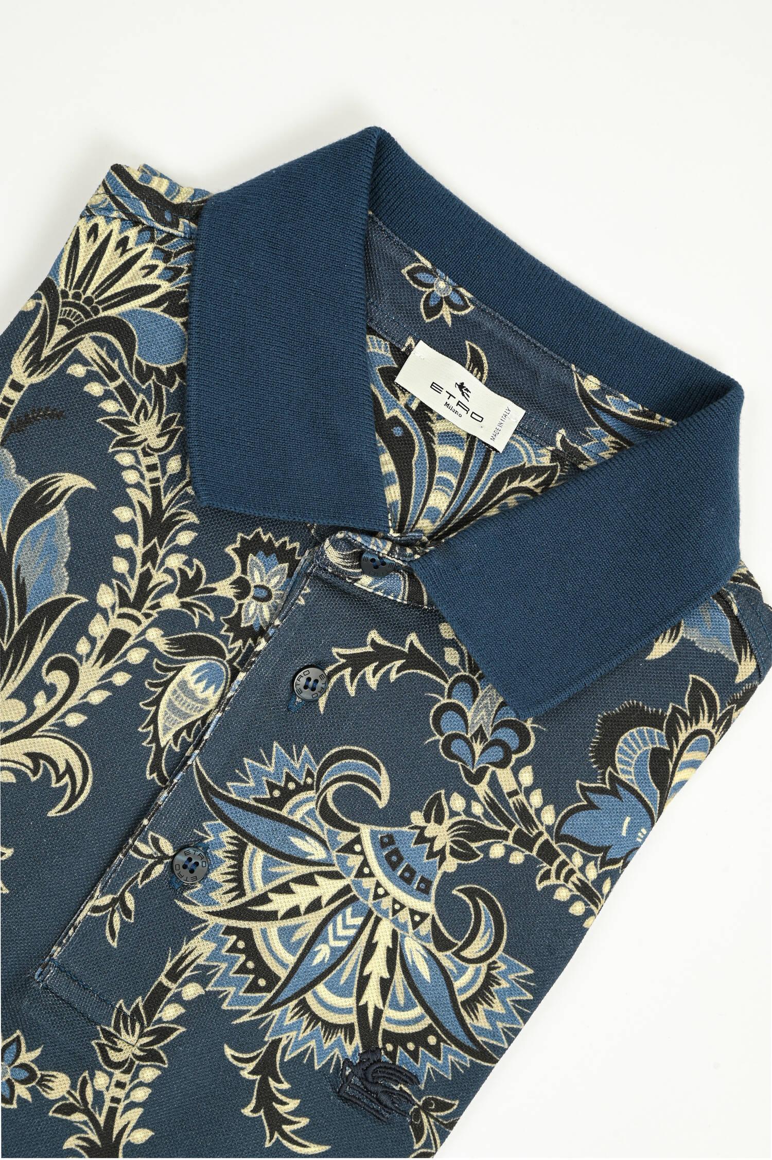 Polo-Shirt in Navy/Beige mit Paisley-Muster Polo-Shirt in Navy/Beige mit Paisley-Muster