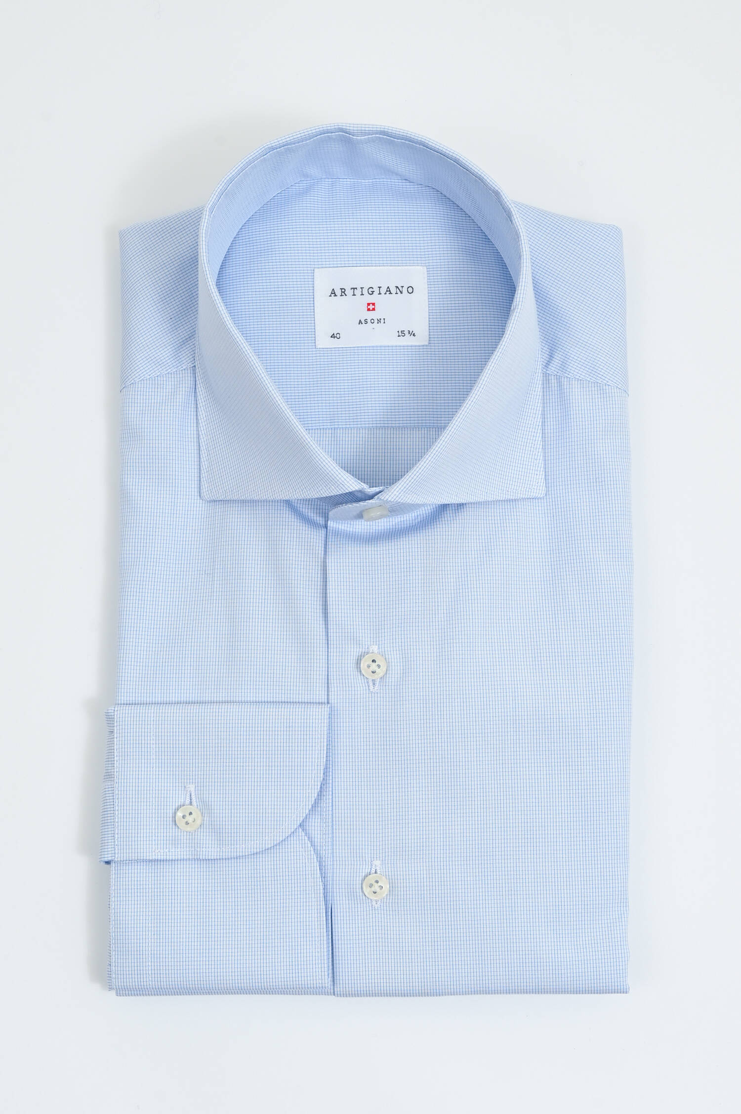 Karriertes Hemd aus Baumwolle in Hellblau/Weiß