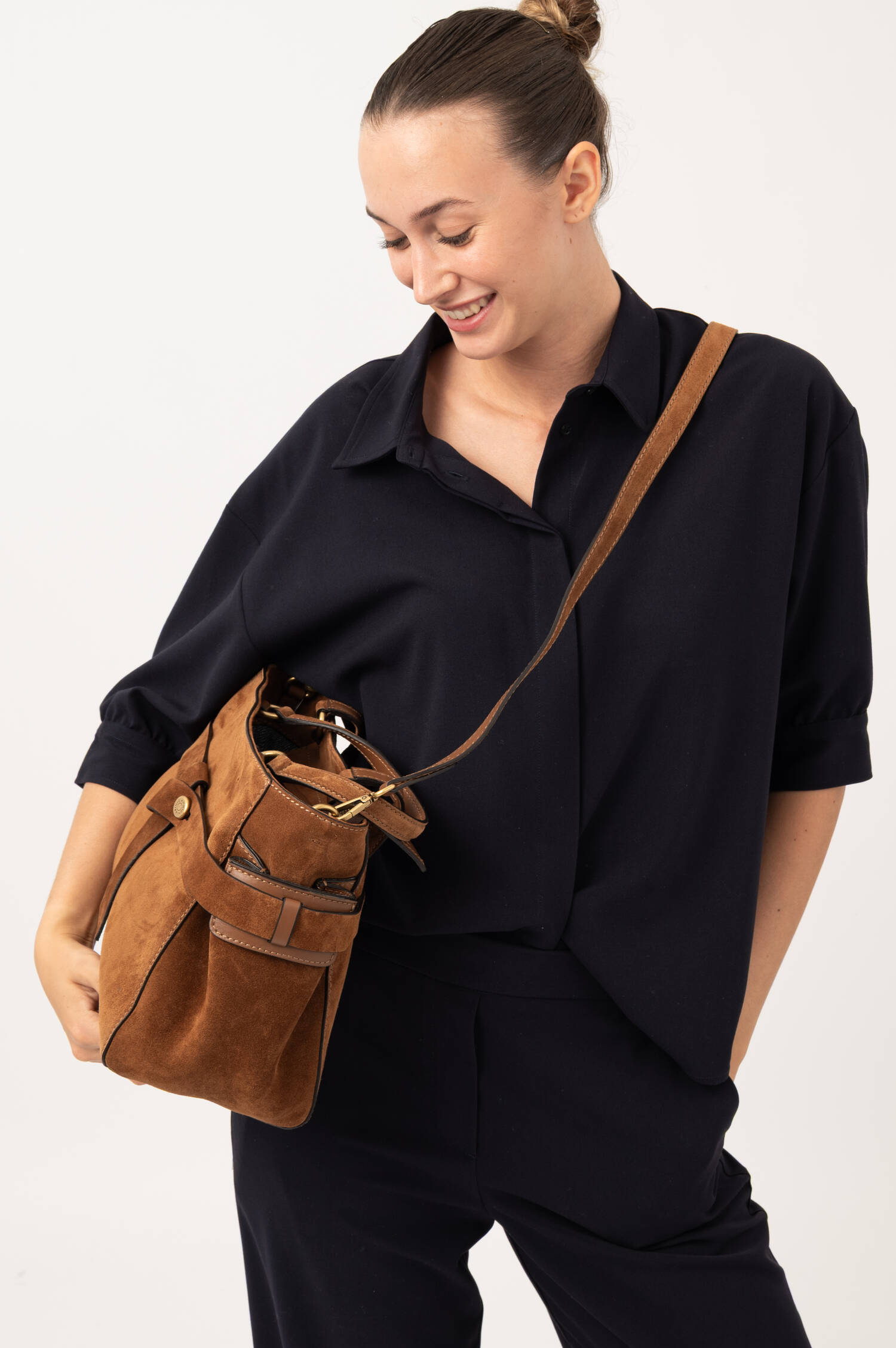 Veloursledertasche MIRANDA in Braun