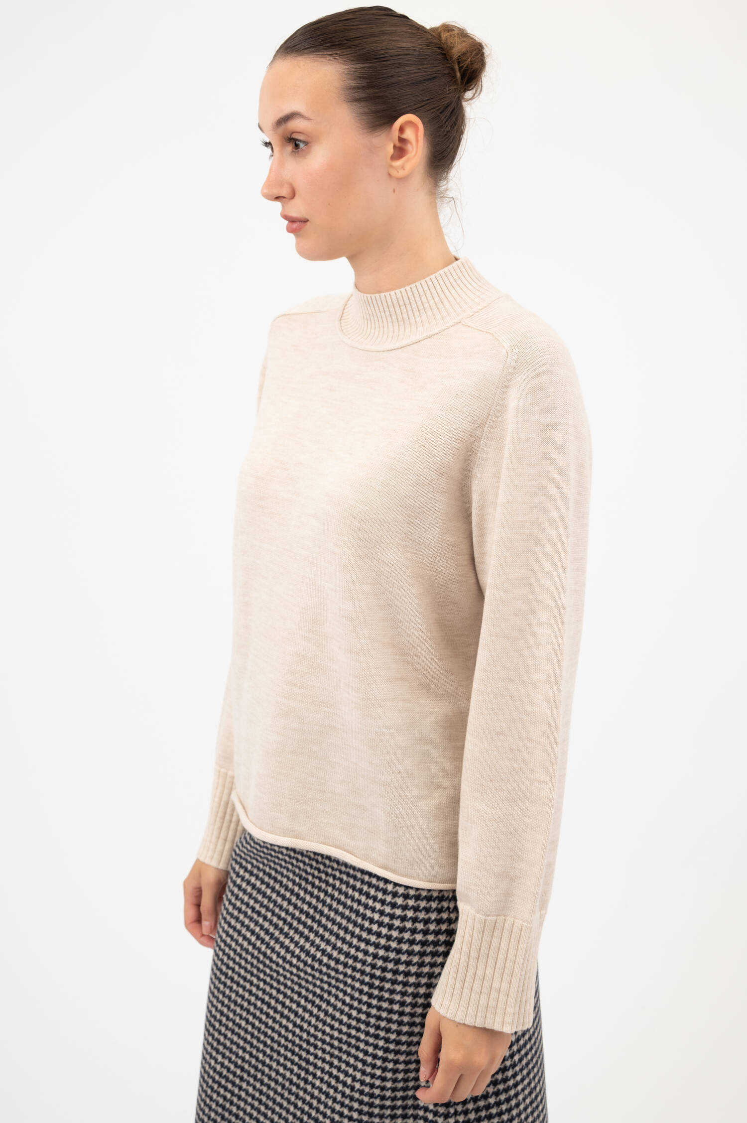 Woll-Pullover in Beige meliert Woll-Pullover in Beige meliert