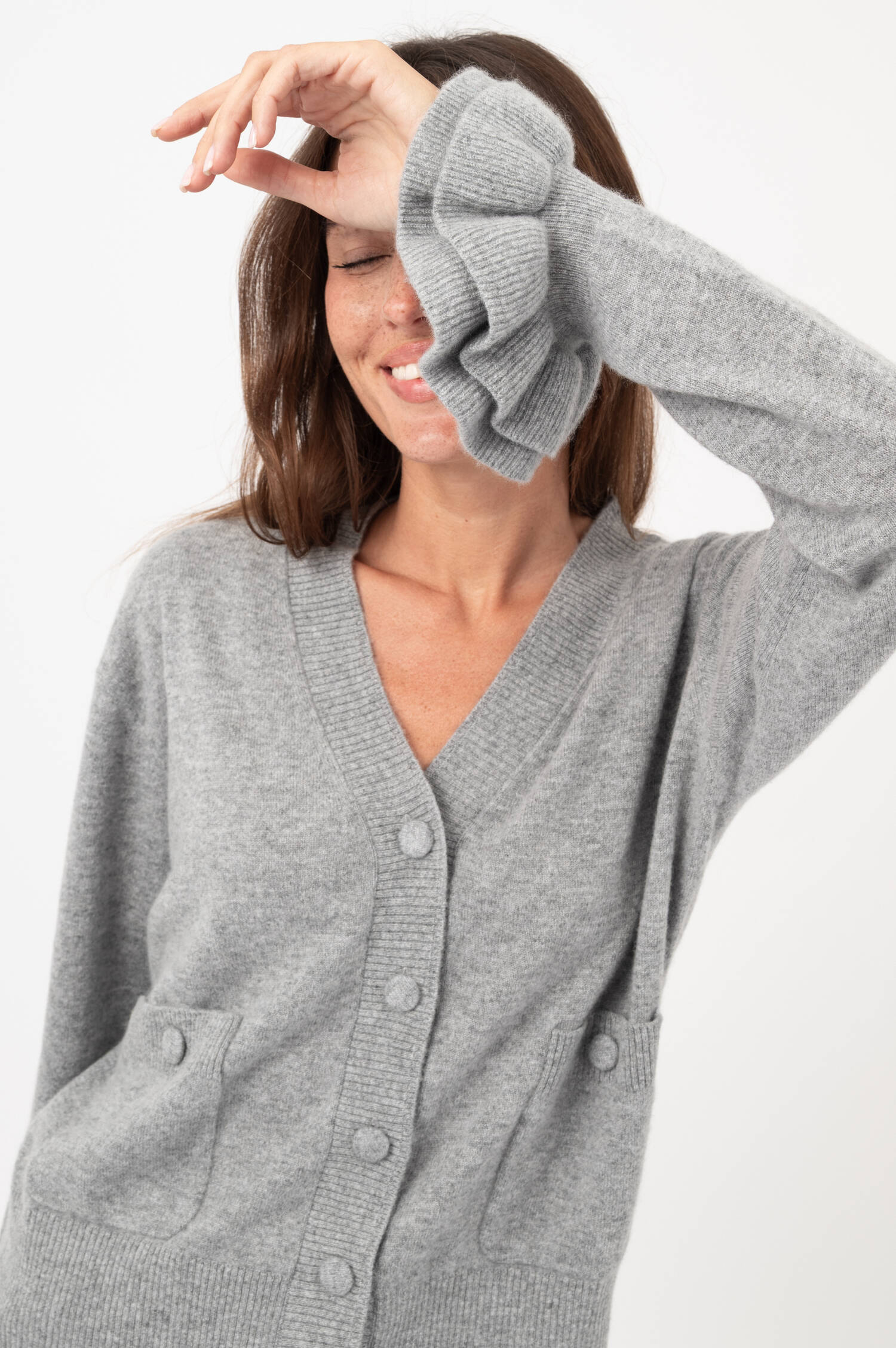 Cashmere- Pullover LENI in Grau meliert Cashmere- Pullover LENI in Grau meliert