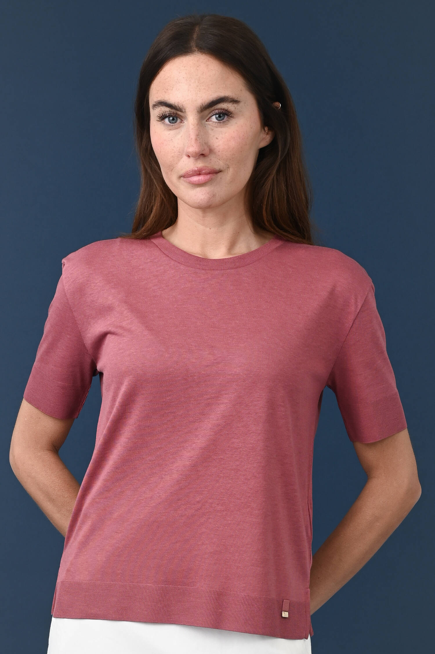 Feinstrick T-Shirt in Rosa Scuro
