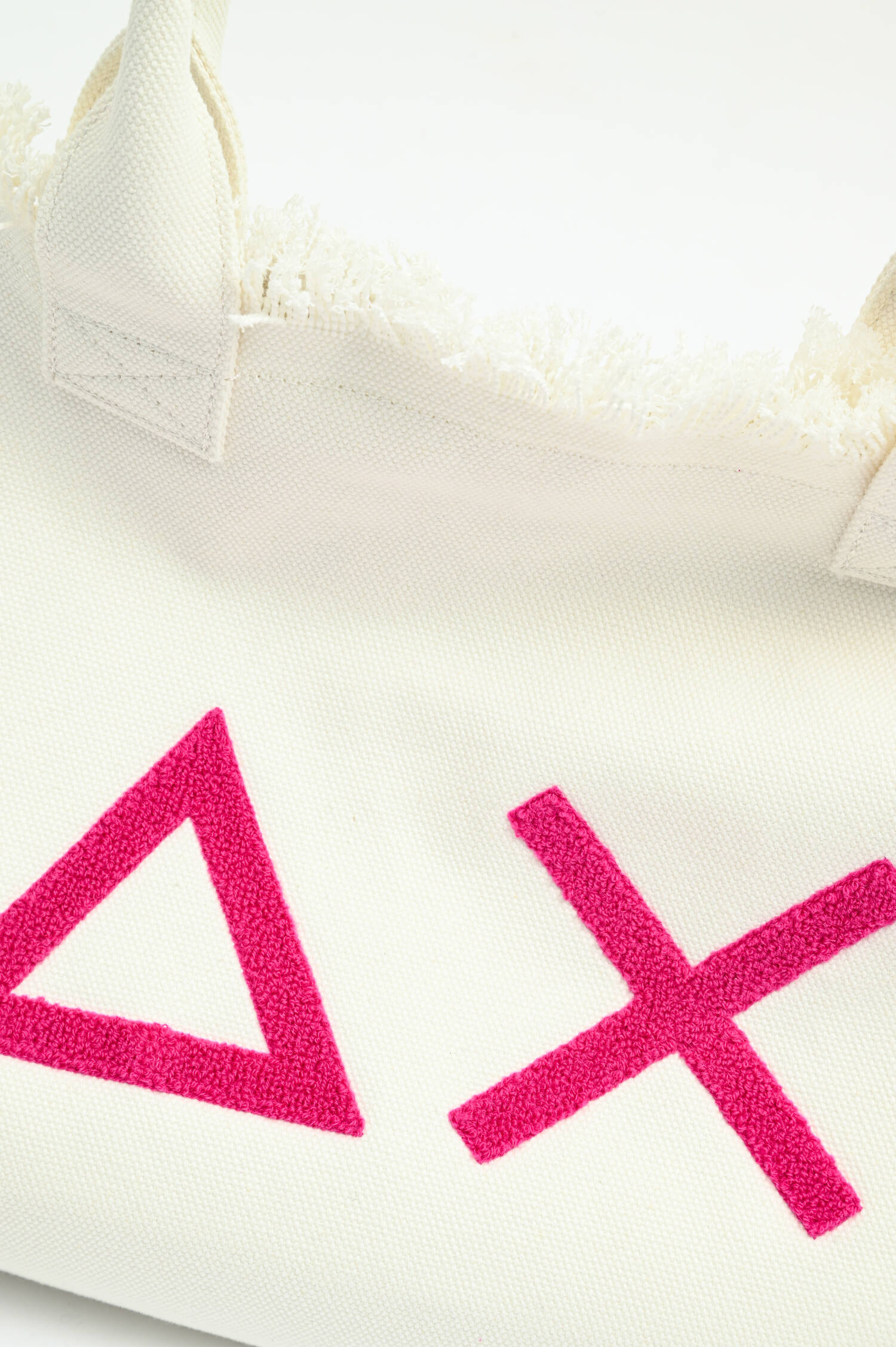 Large Canvas Tote mit Fransen in Bianco