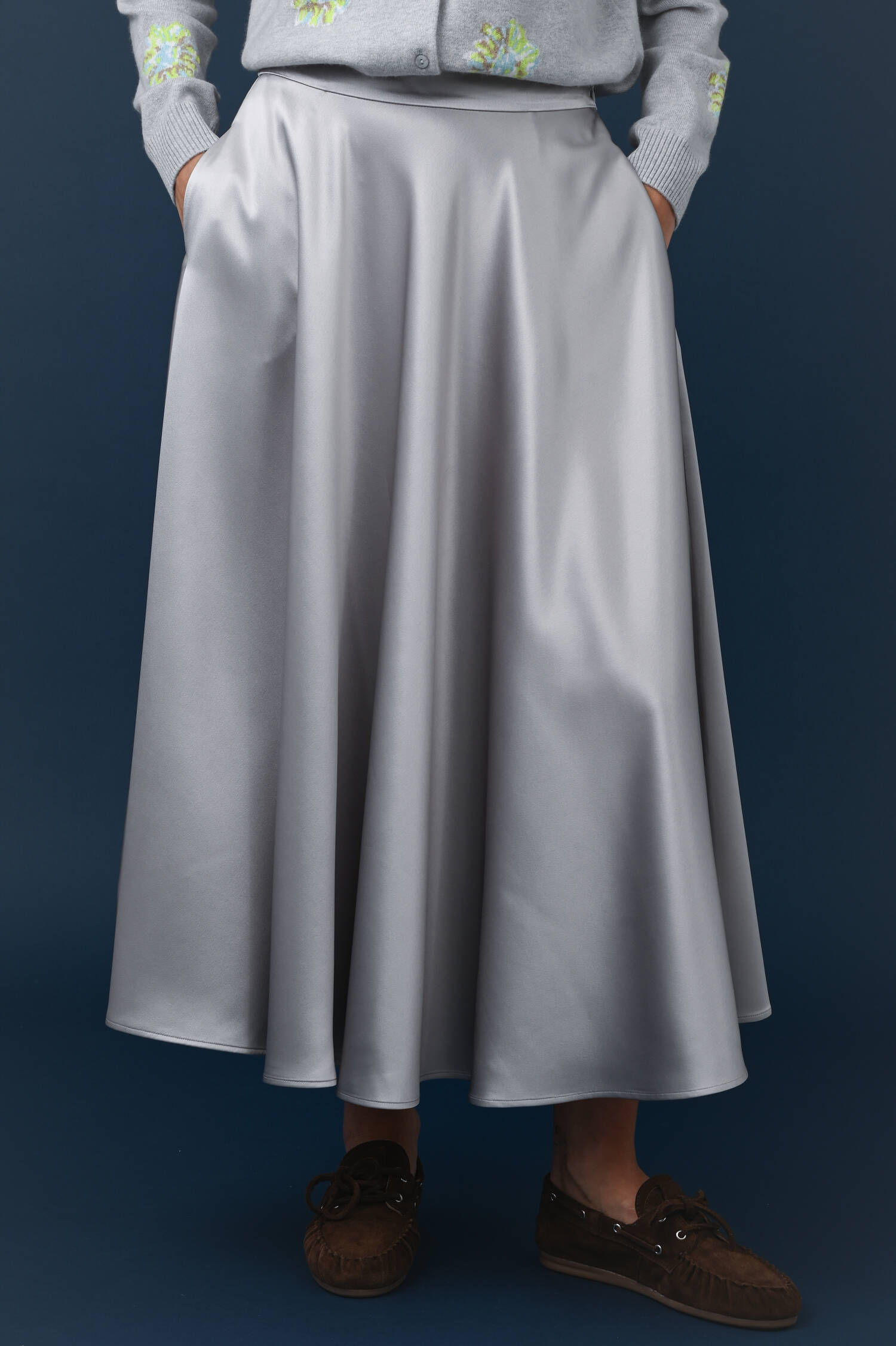 A-Linien Rock in Satinoptik in Sanderling Beige