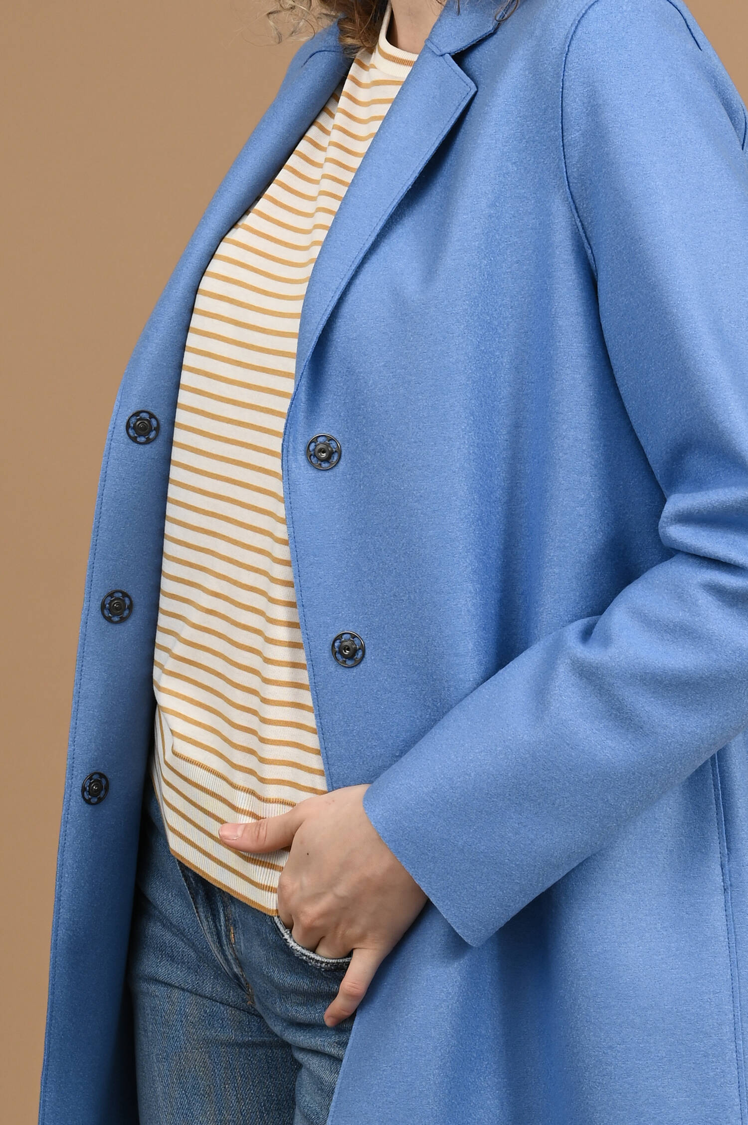 Wollmantel COCOON in Azure Blau