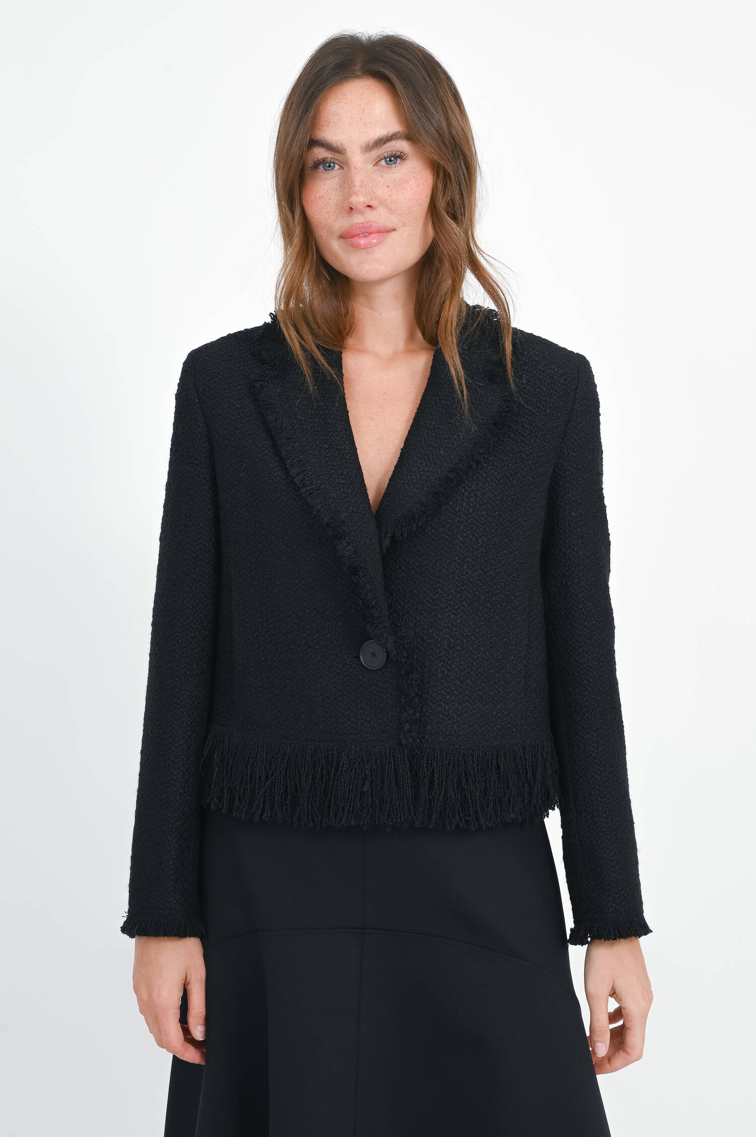 Kurze Tweed-Jacke in Black