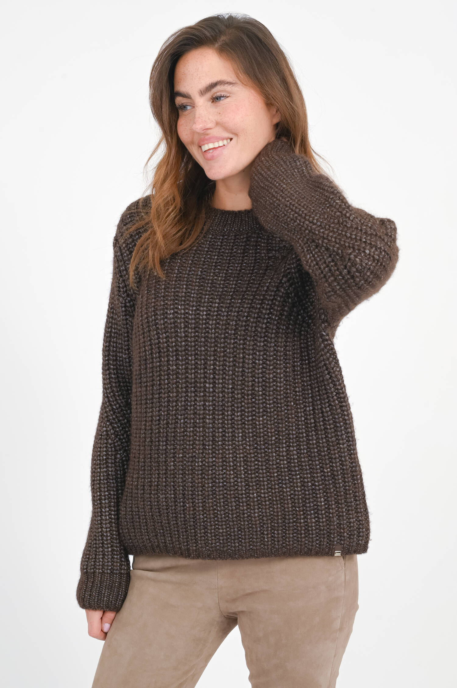 Grobstrick-Pullover in Fondente Grobstrick-Pullover in Fondente