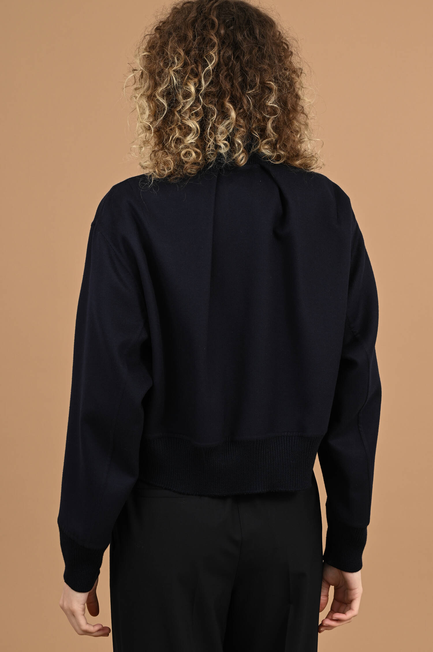 Woll-Bomberjacke in Dunkelblau