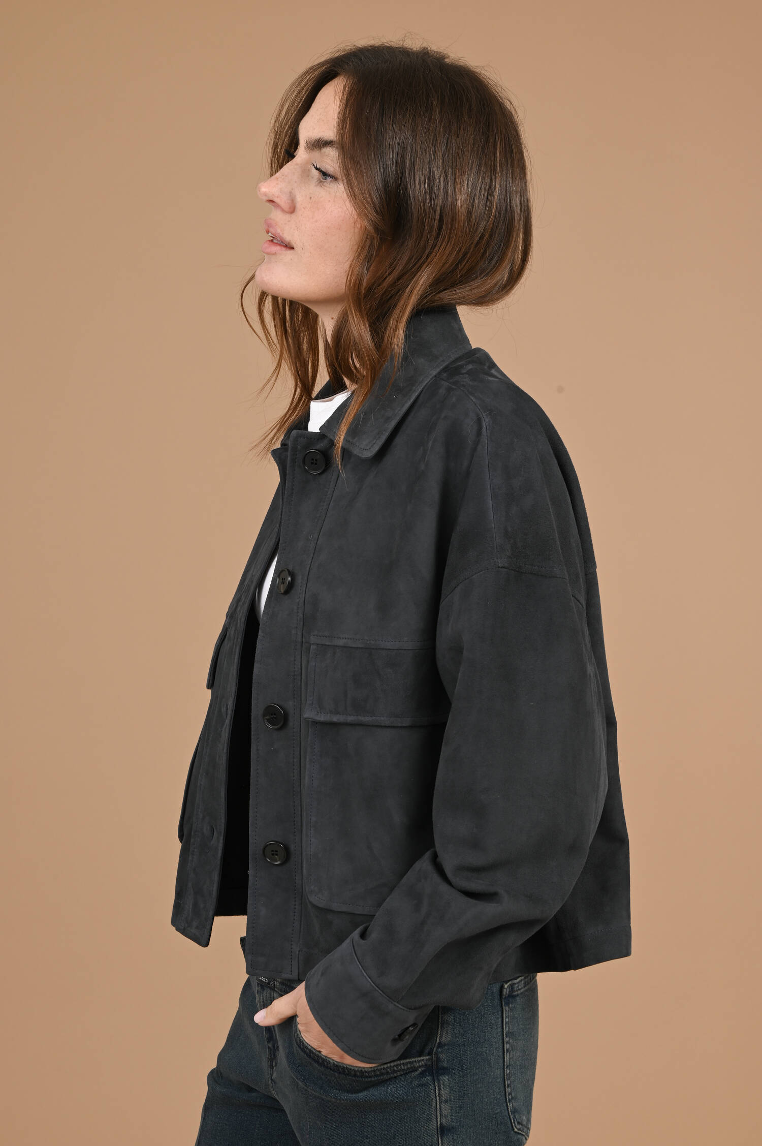 Suede Lederjacke MIRI in Royalblau