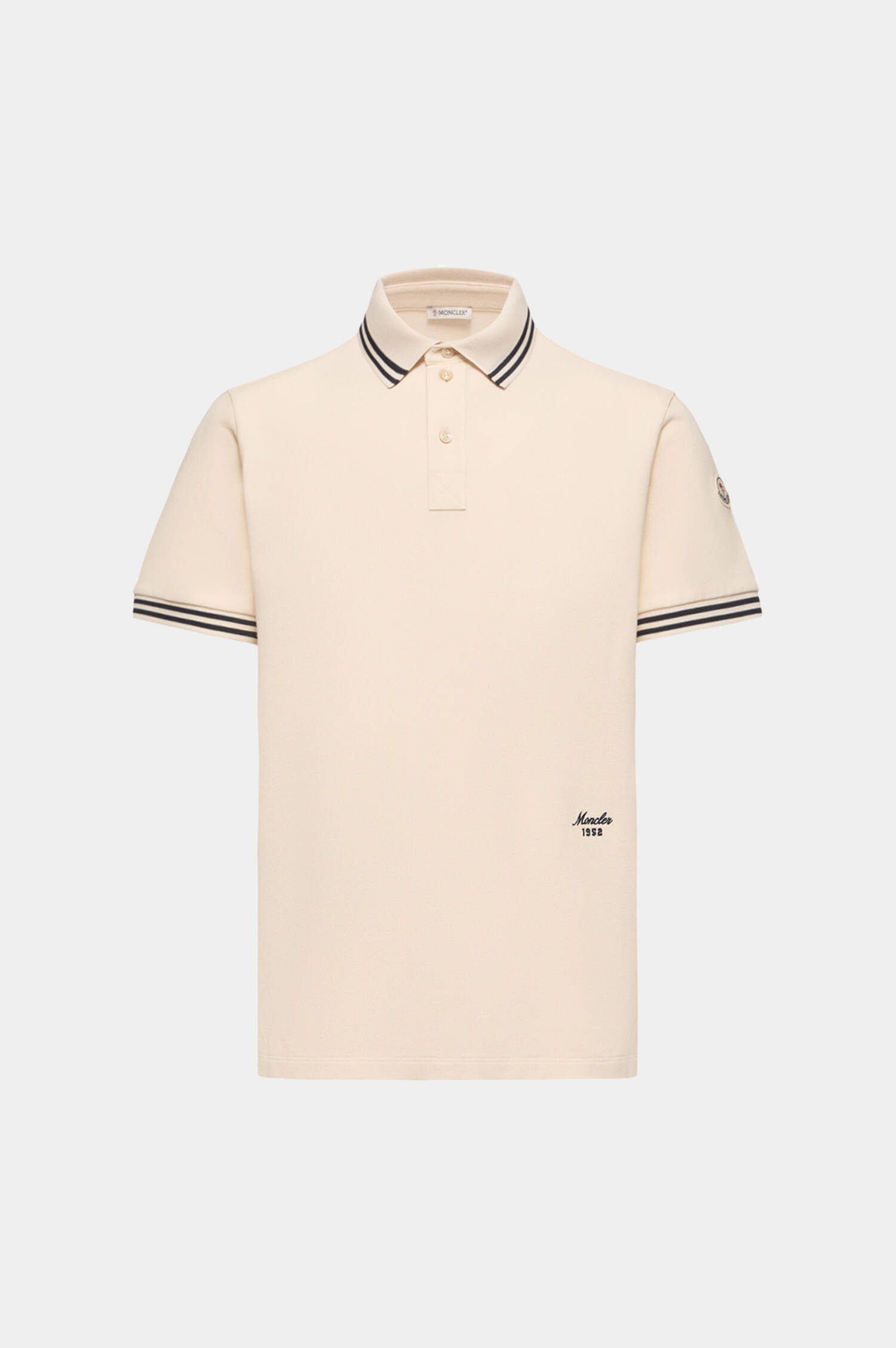 Poloshirt mit Streifakzenten in Creme