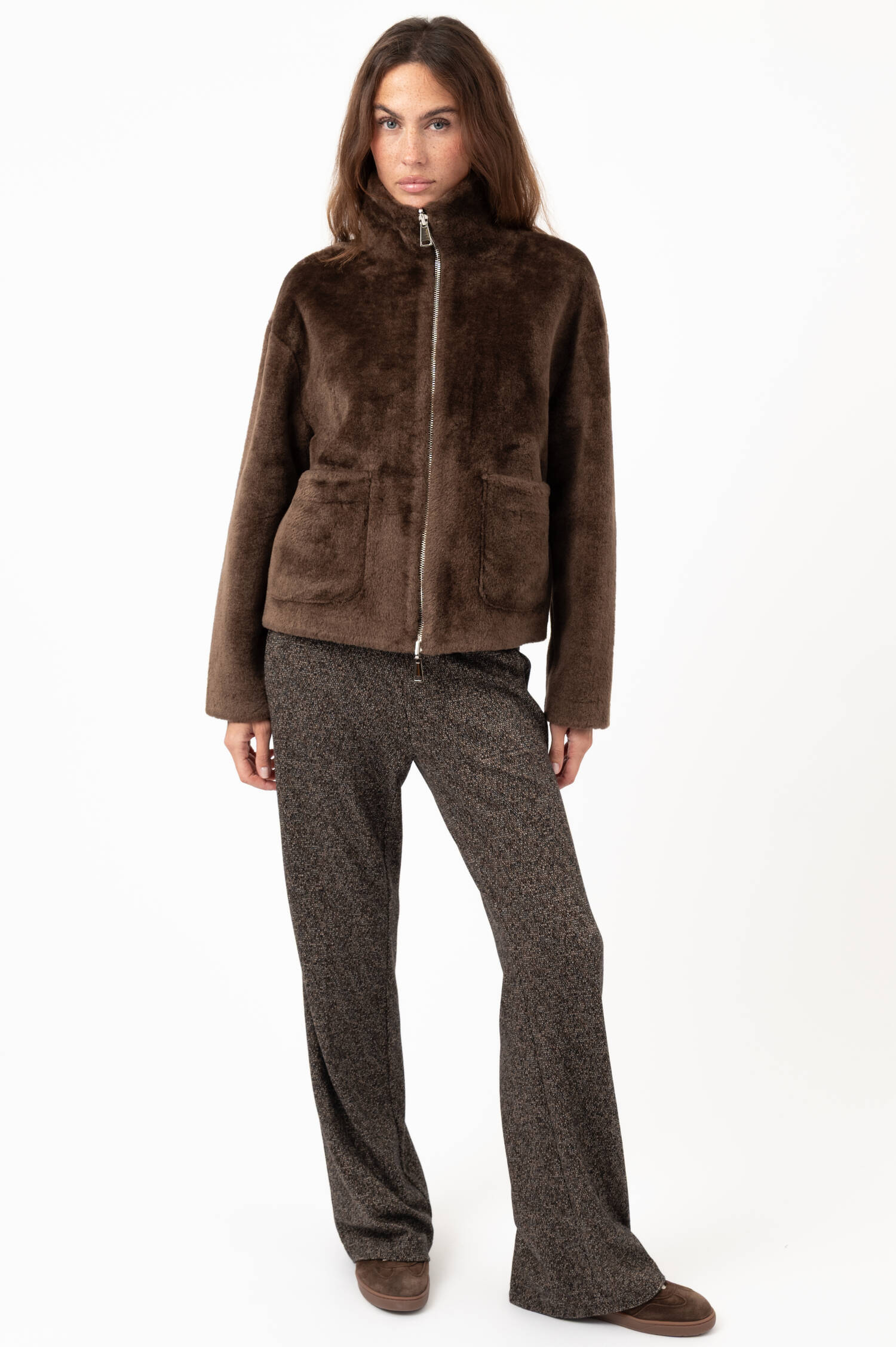 Faux-Fur-Jacke SHAO in Braun Faux-Fur-Jacke SHAO in Braun