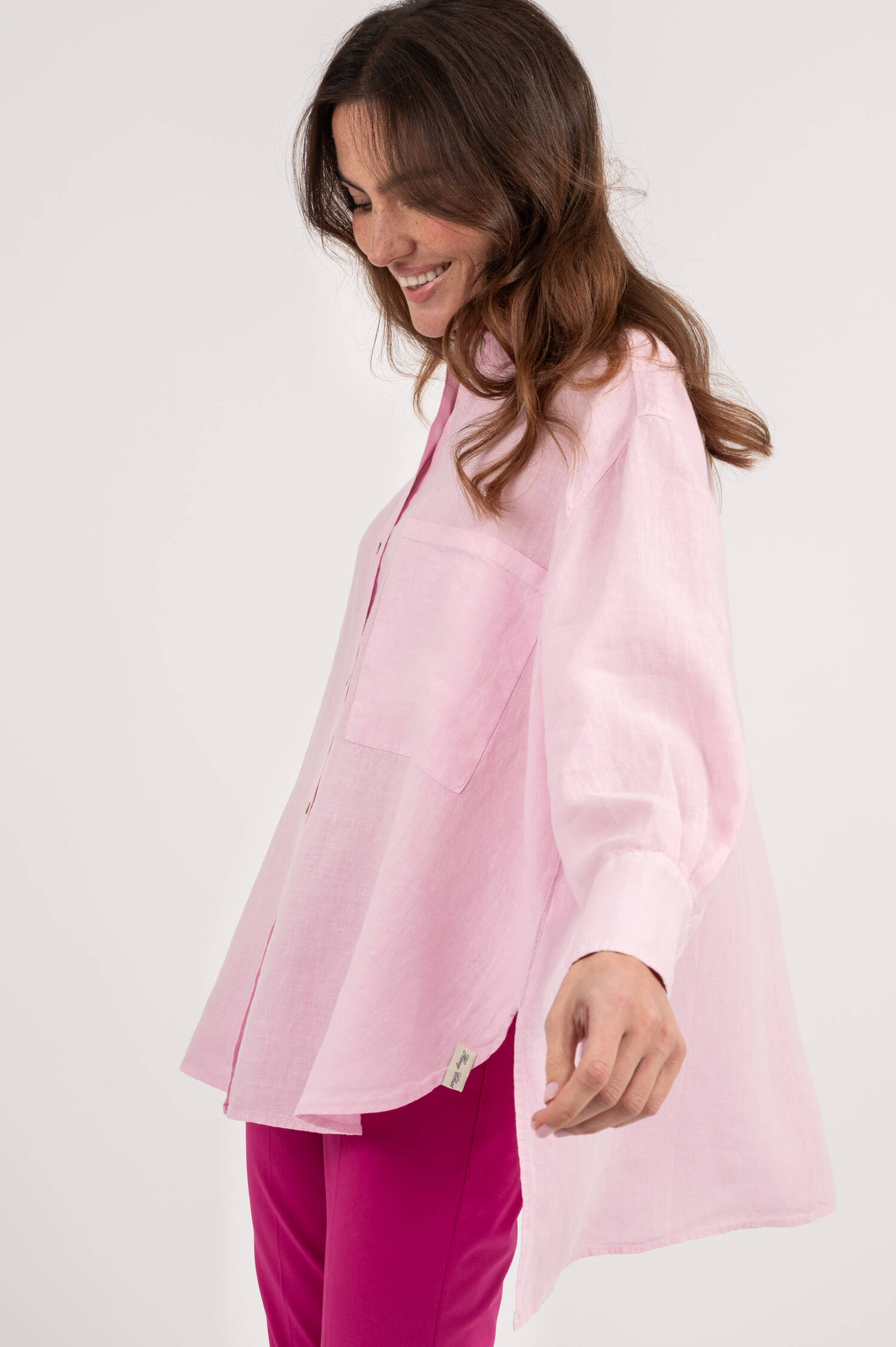 Leinen Hemdbluse in Rosa Leinen Hemdbluse in Rosa