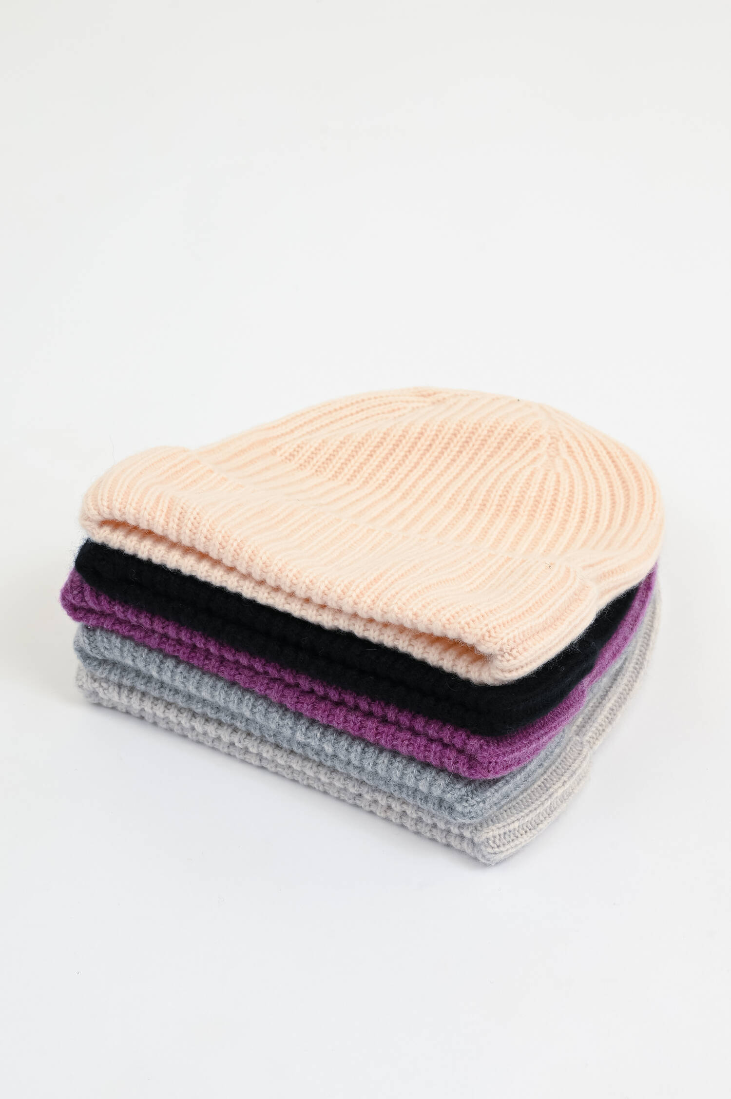 Kaschmir Rippstrick-Mütze in Rosa Pearl