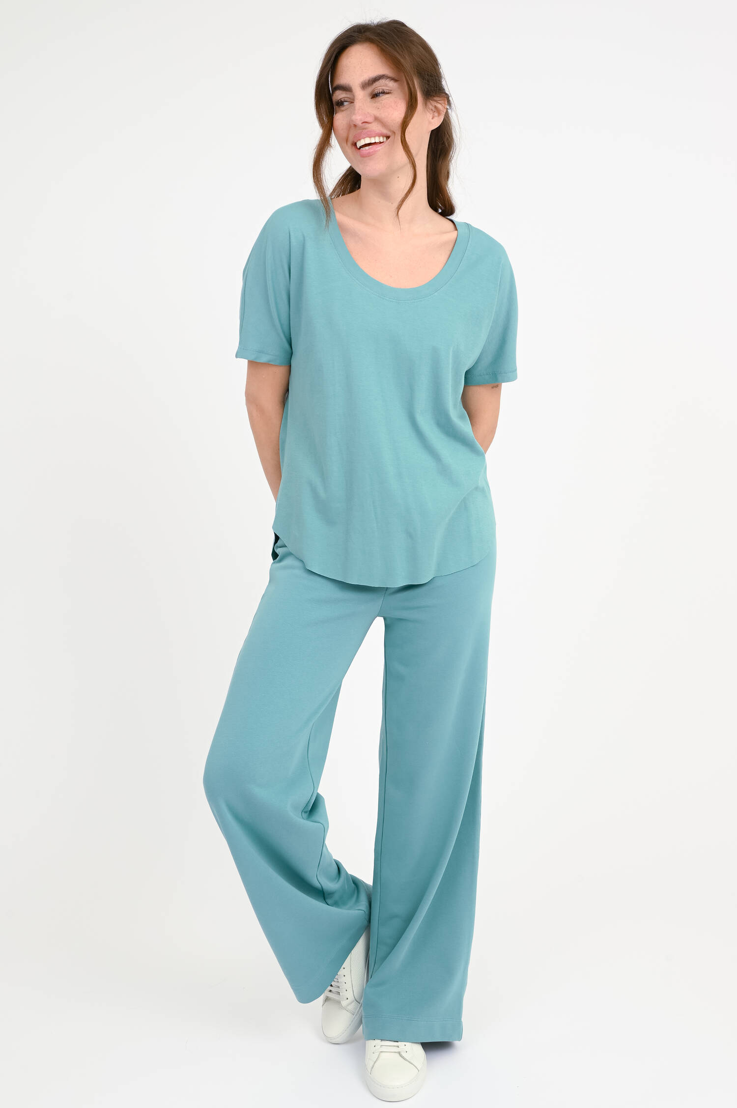 Sweatpants ALBANY mit Knopfleiste in Cyan
