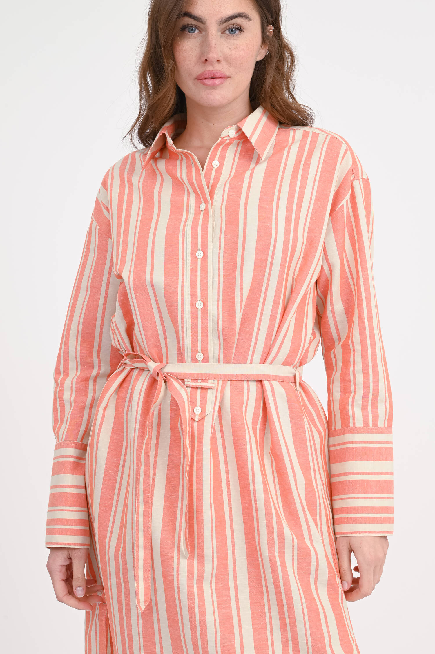 Gestreiftes-Maxi-Kleid in Burned Orange/Natur