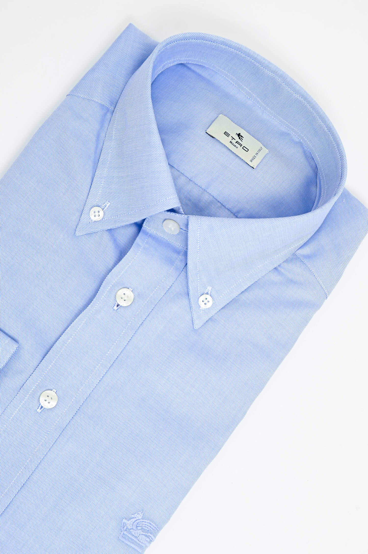  Piqué-Baumwollhemd in Hellblau