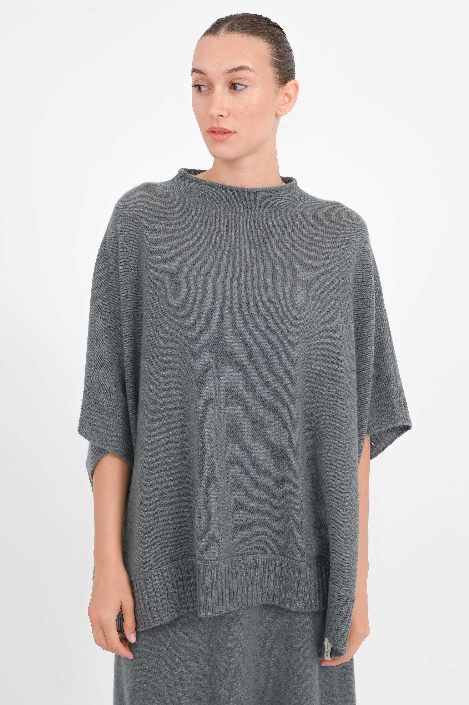 Cashmere Poncho in Boston Grey Cashmere Poncho in Boston Grey