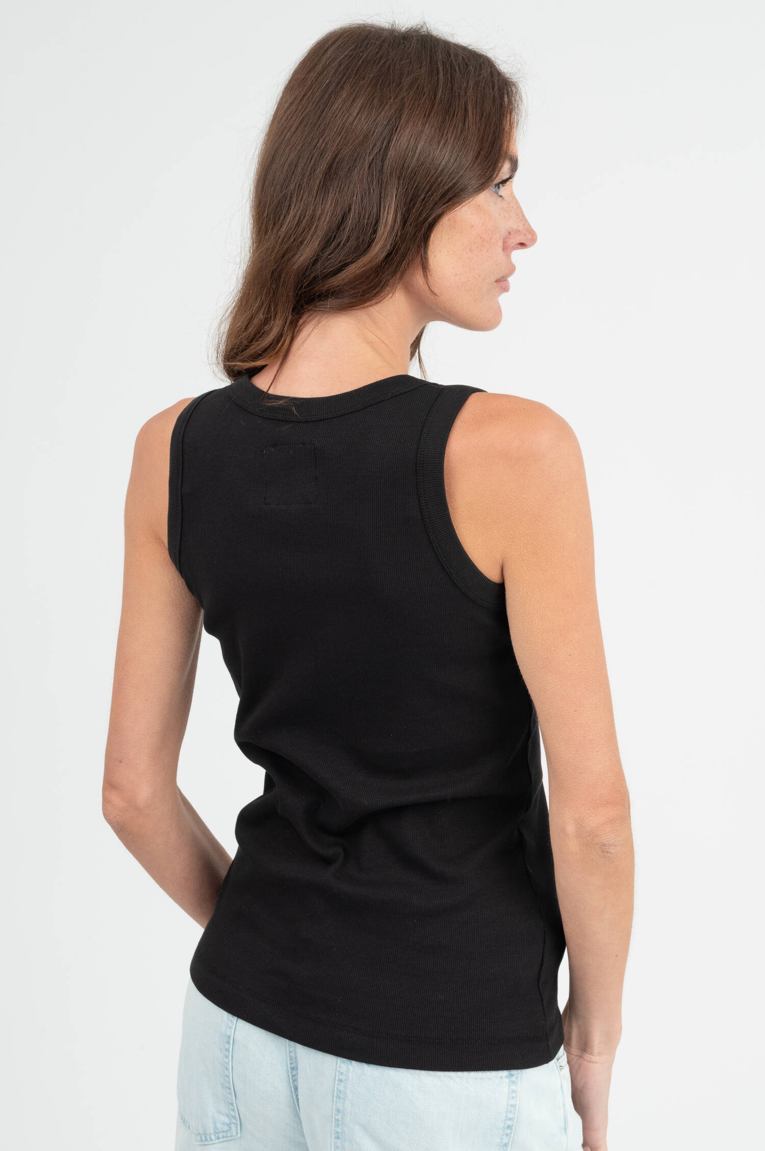 Tanktop mit Herz-Stickerei in Schwarz