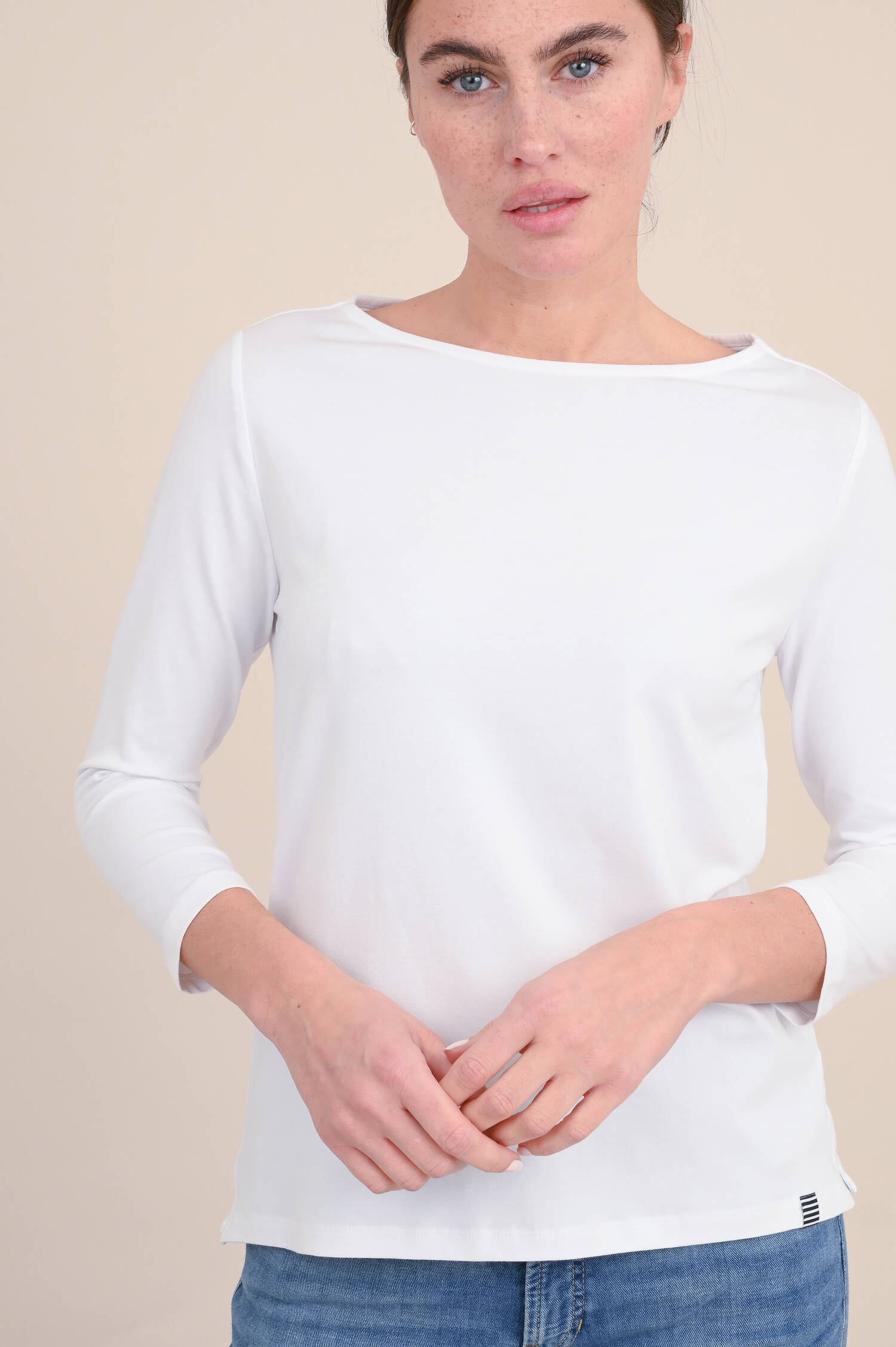Shirt mit 3/4-Arm in Weiß