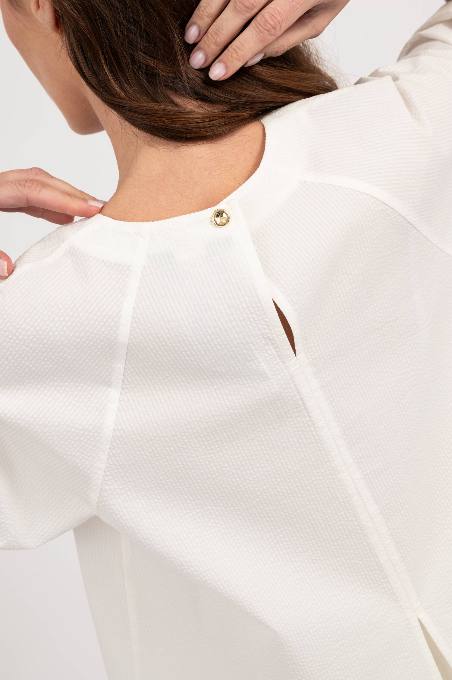 Seersucker Blusenshirt RIDENTE in Weiß