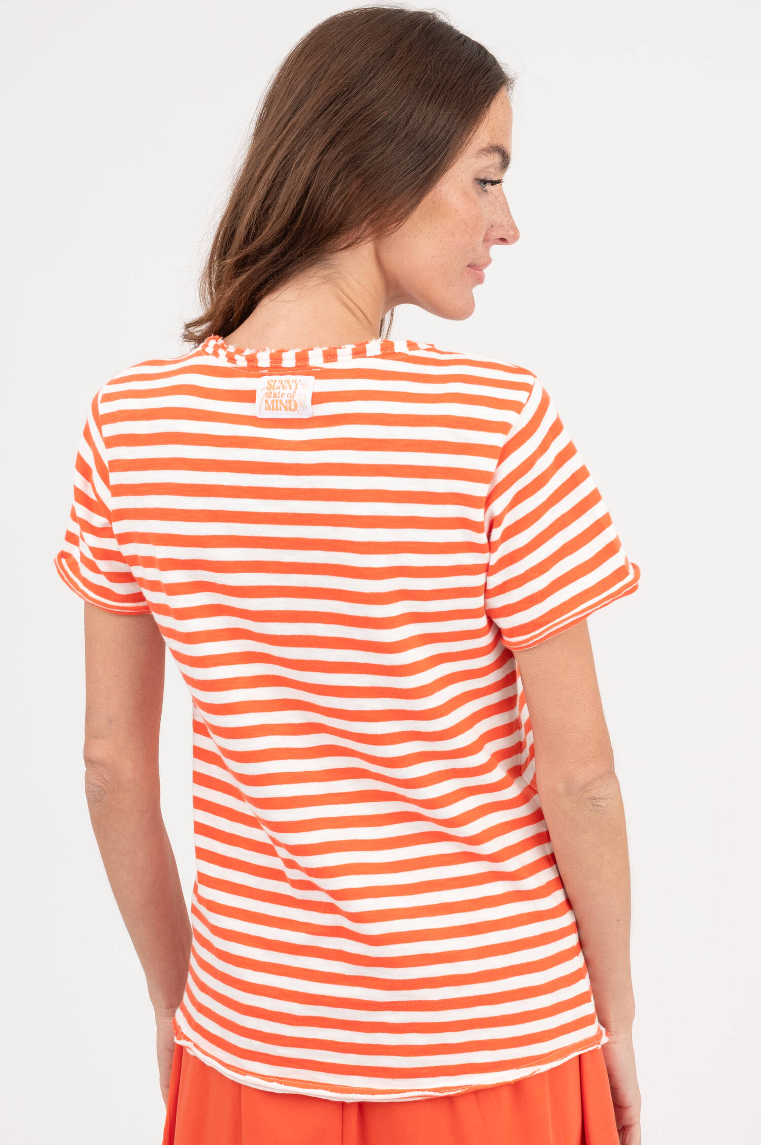 T-Shirt in Weiß/Orange gestreift T-Shirt in Weiß/Orange gestreift