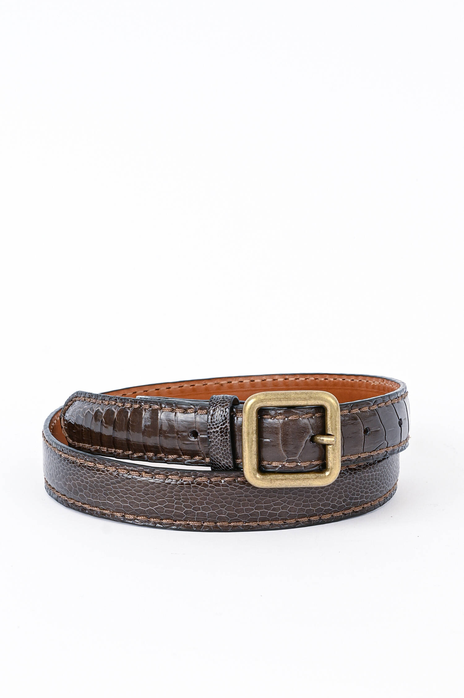Gürtel aus Straußenleder in Dunkelbraun