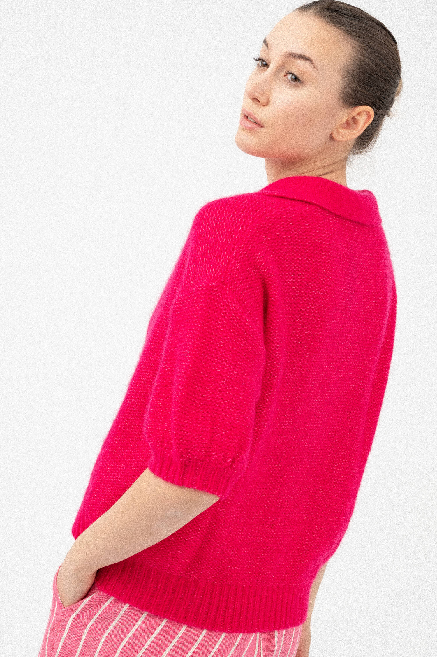 Grobstrick Polo-Shirt in Dragonfruitpink Grobstrick Polo-Shirt in Dragonfruitpink