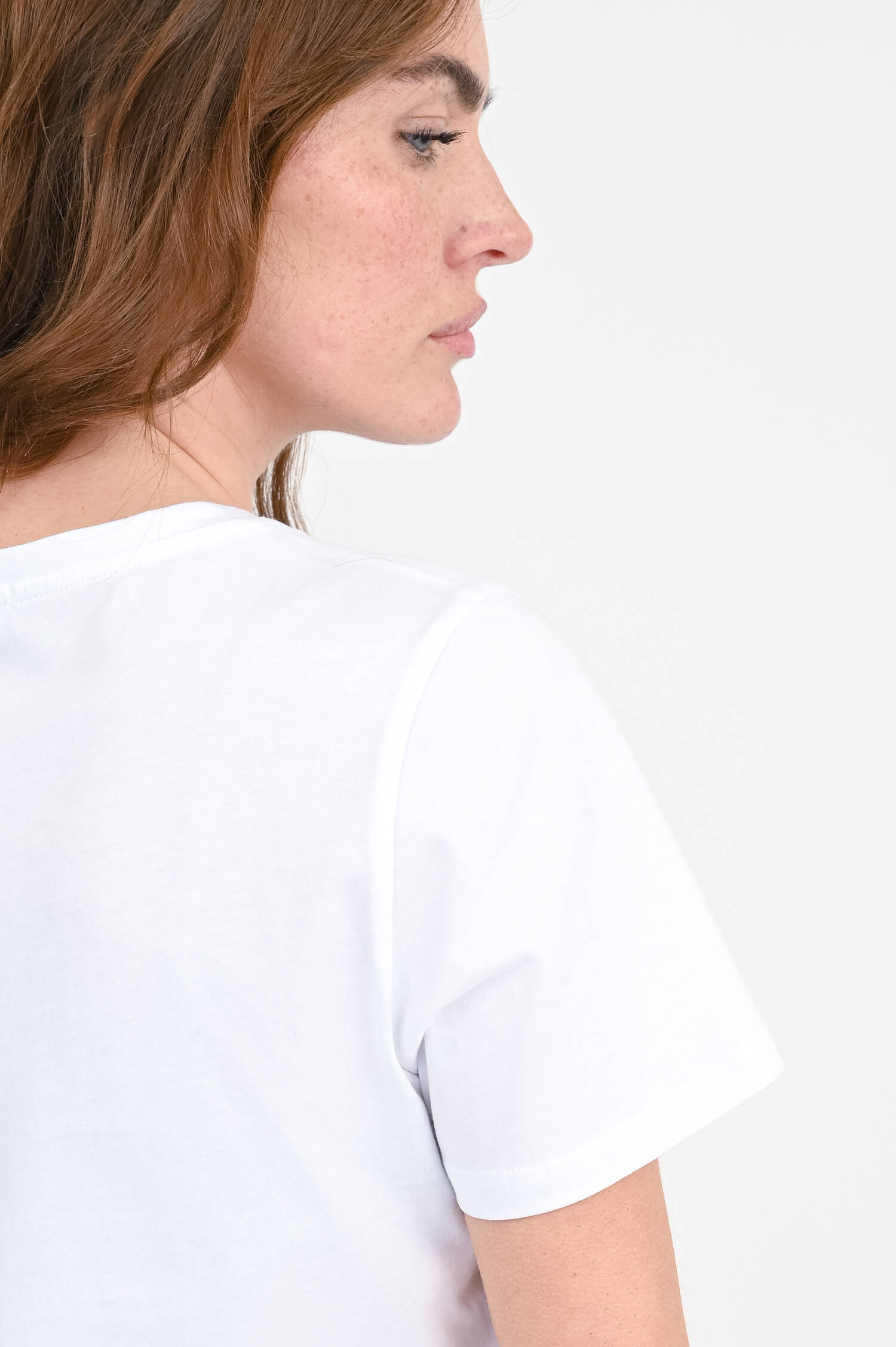 T-Shirt mit Palmen-Stickerei in Weiß